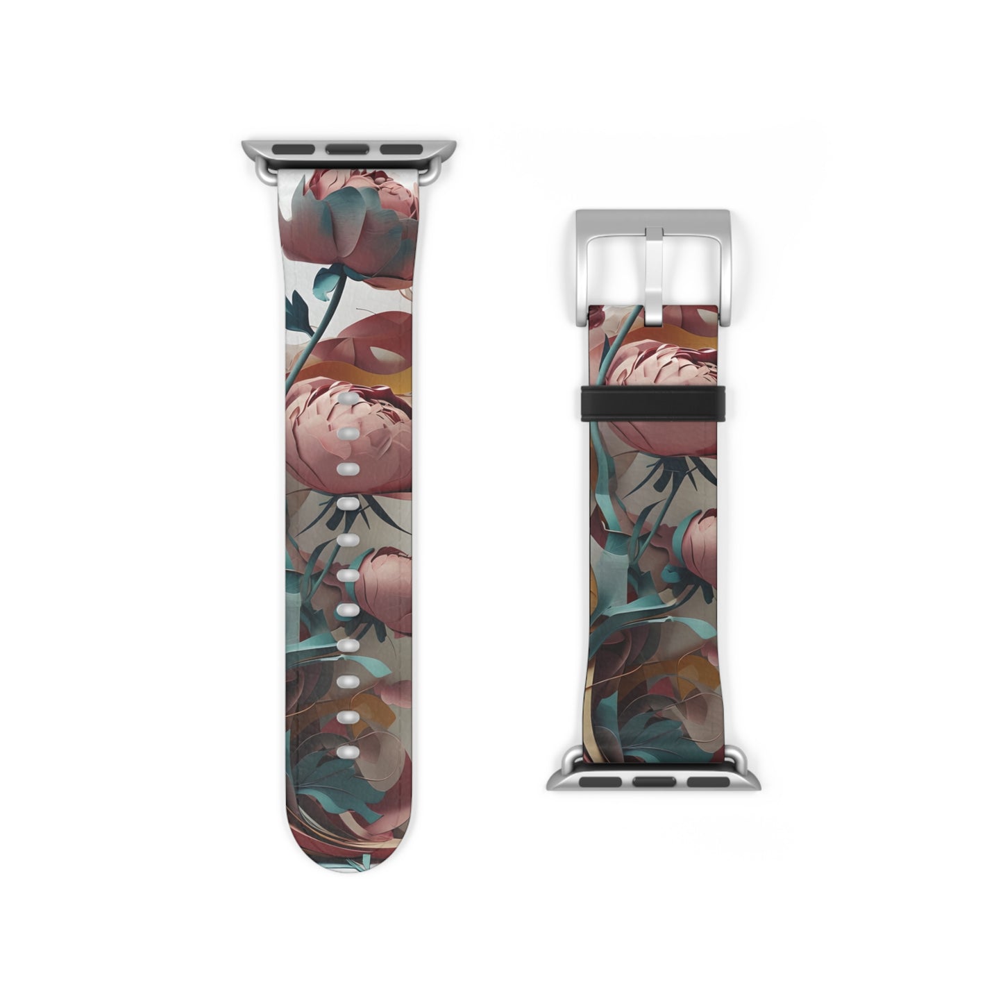 Blushing Peony Veil Apple Watch Band Strap - Romantic Floral design