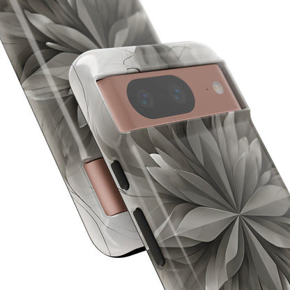 Silver Lotus - Elegant Monochrome Floral Google Pixel Tough Phone Case - Modern Lotus Design