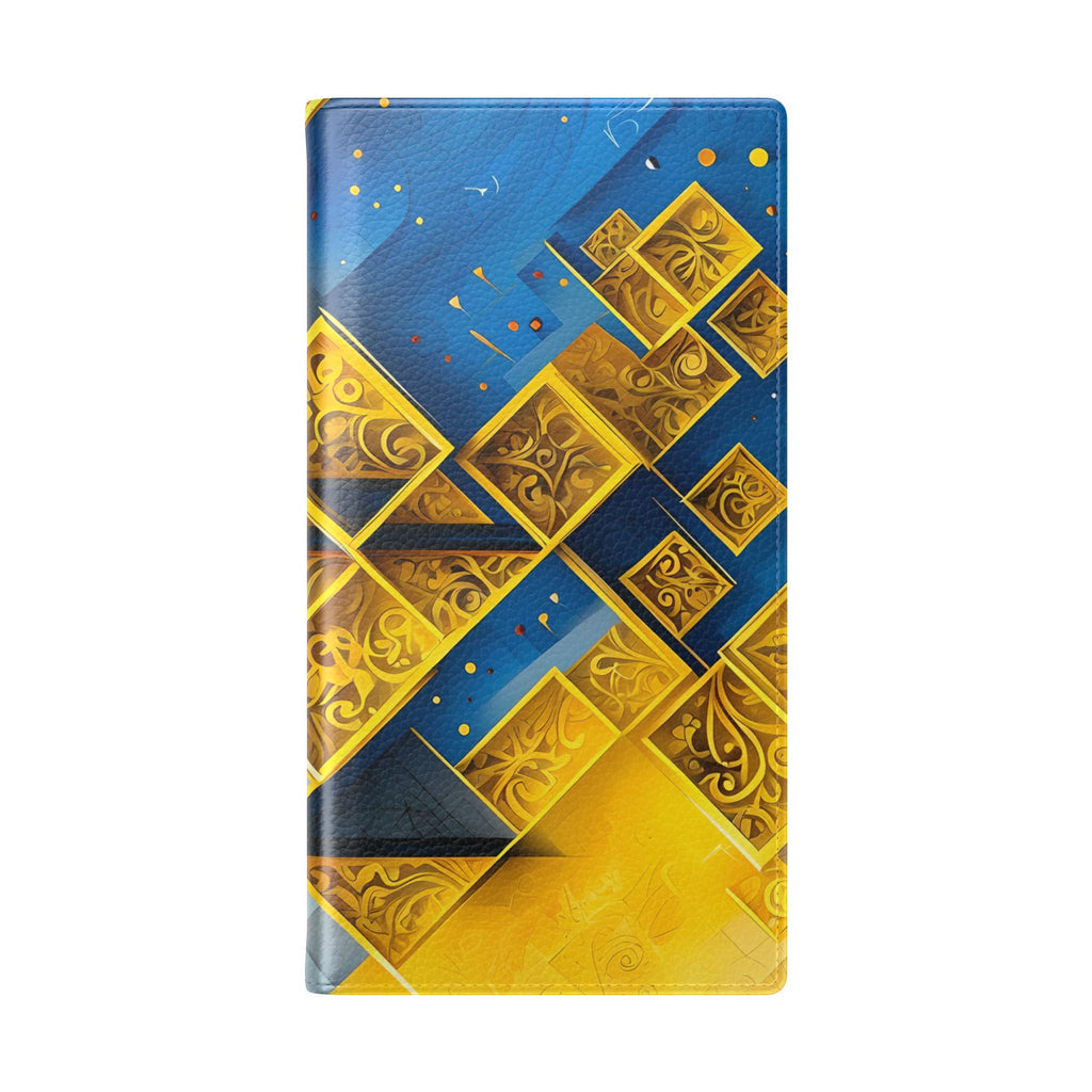 Golden Ascent Wallet Phone Case - Abstract Yellow & Blue Flip Cover for Samsung Galaxy S23 Ultra
