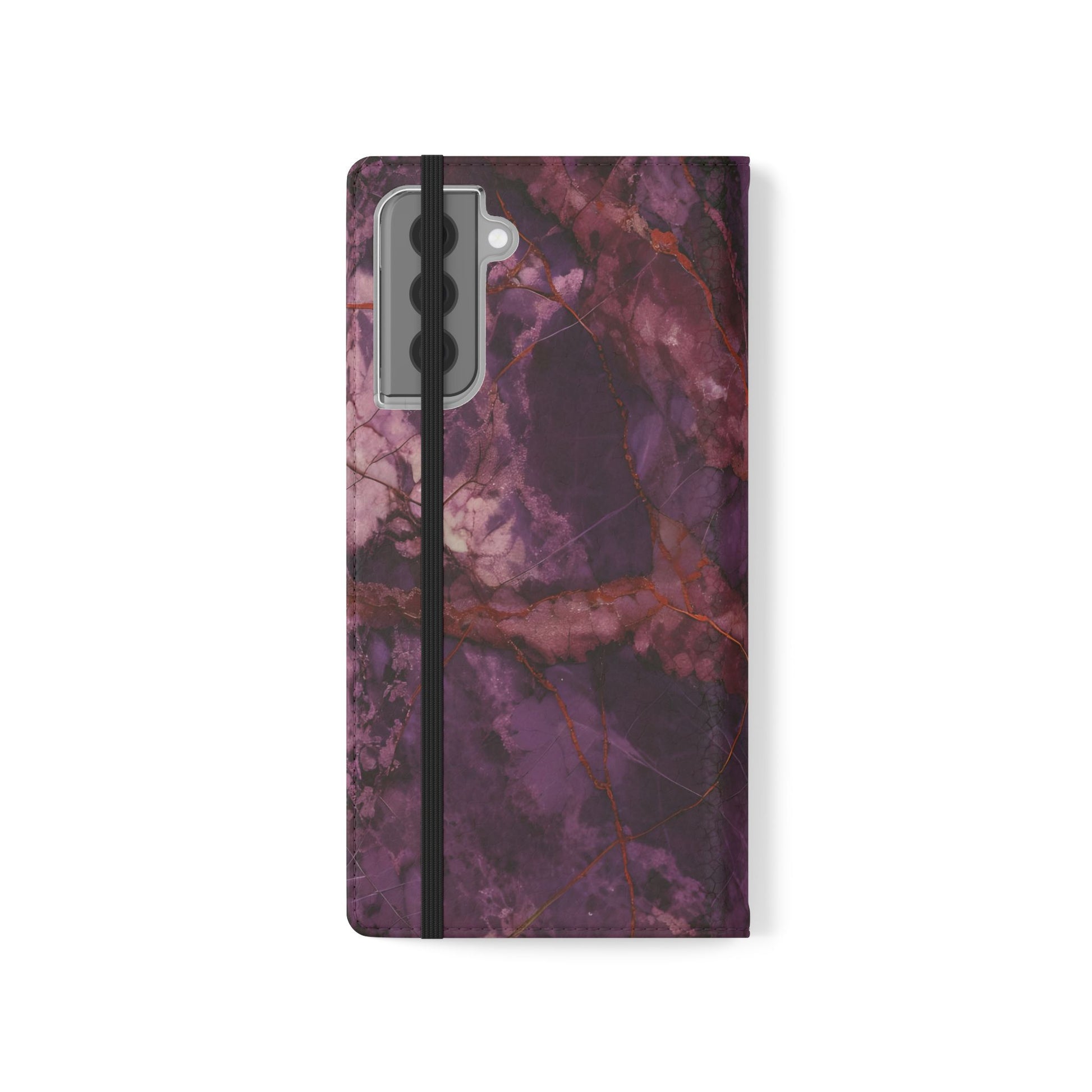 Amethyst Current Wallet Phone Case - Elegant Purple Marble Flip Cover for Samsung Galaxy S21 Plus