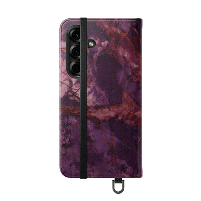 Amethyst Current Wallet Phone Case - Elegant Purple Marble Flip Cover for Samsung Galaxy