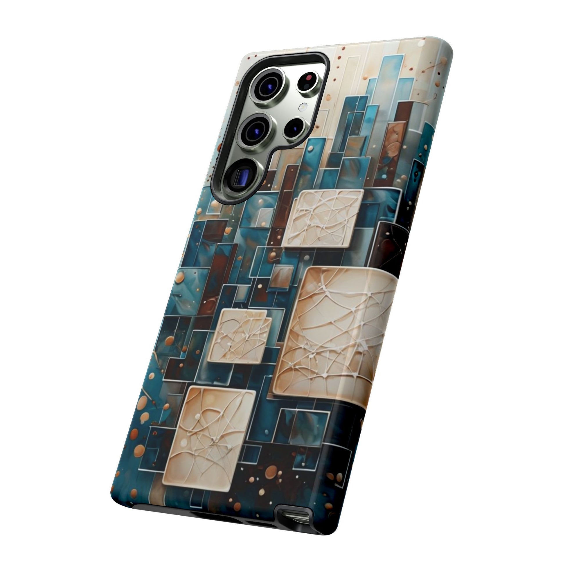 Architectural Drift abstract architectural mosaic Samsung Galaxy phone case angled view