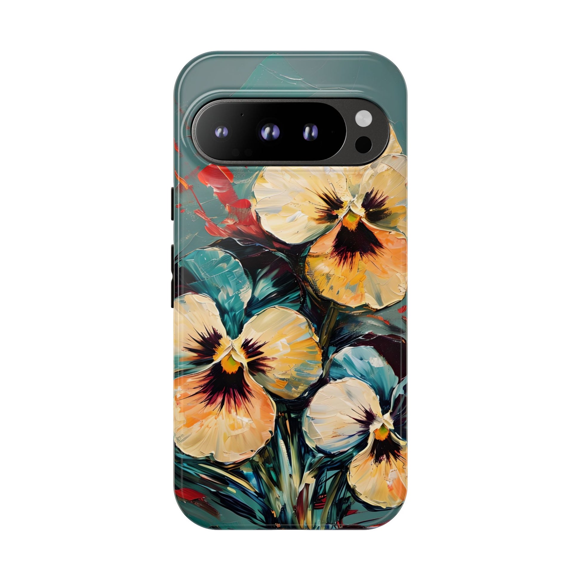 Golden Pansy Cascade Tough Case for Google Pixel 9 Pro - Floral Artistic Shockproof Cover, Elegant Protective Phone Case