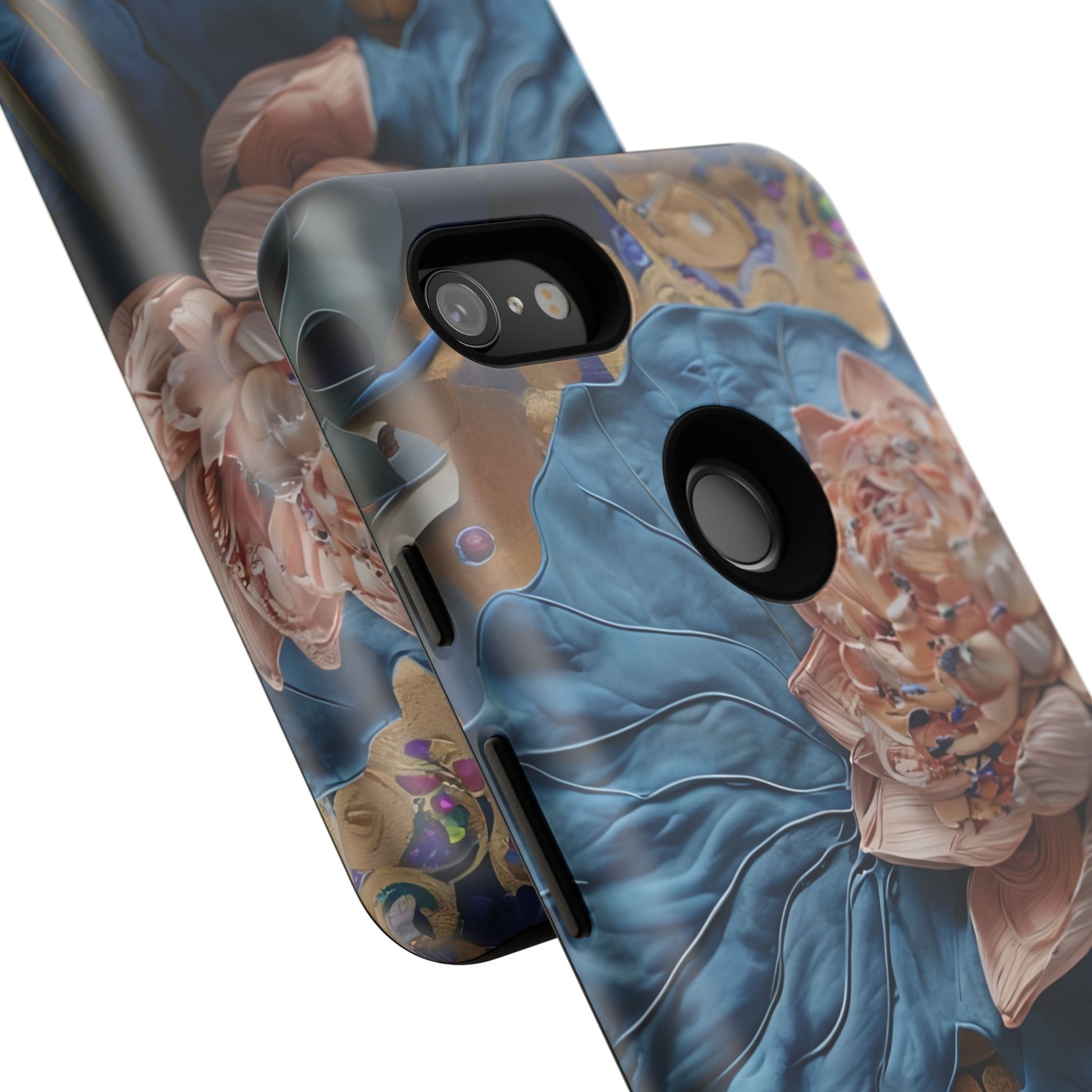 Peony Midnight Tapestry - Google Pixel 3XL - Elegant Blue & Blush Artful Phone Cover