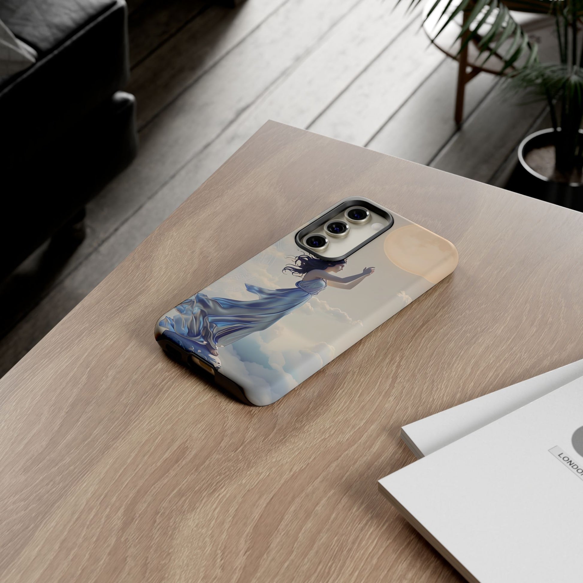 Moonlit Ascend - Ethereal Celestial Art Samsung Galaxy S23 Tough Phone Case - Dreamy Night Sky & Floating Woman Design
