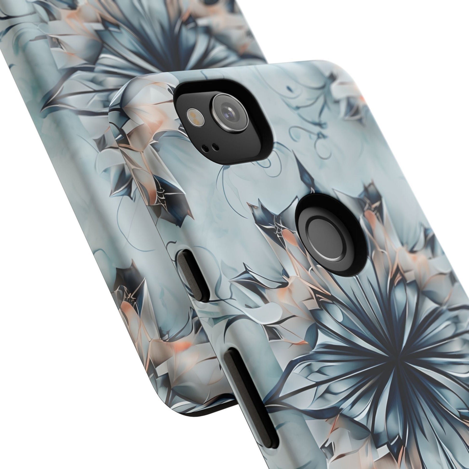 Indigo Mirage - Artistic Kaleidoscope Collection Artistic Floral - Google Pixel 2 Tough Phone Case - Bold Indigo Symmetrical Design