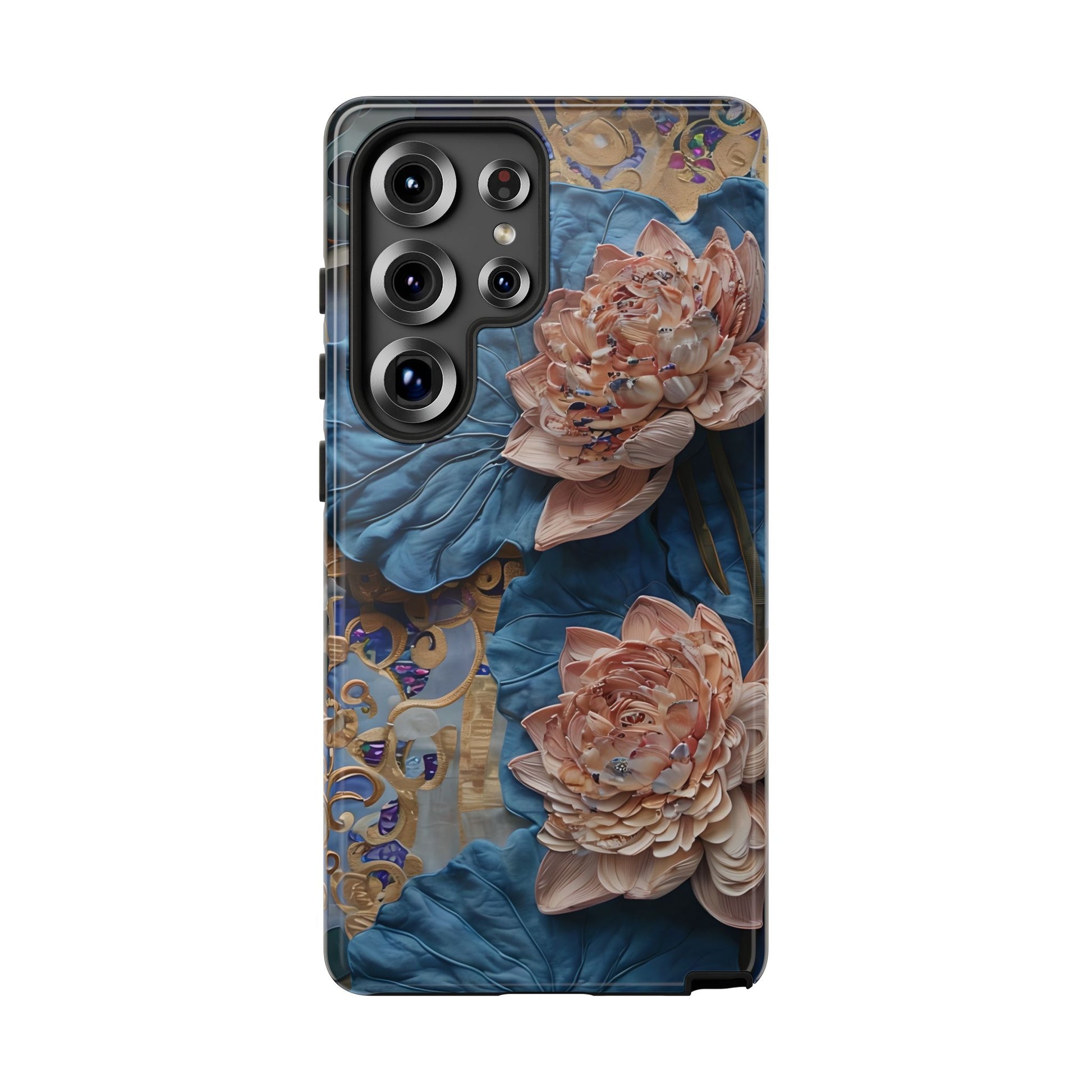 Peony Midnight Tapestry - Samsung Galaxy S25 Ultra - Elegant Blue & Blush Artful Phone Cover