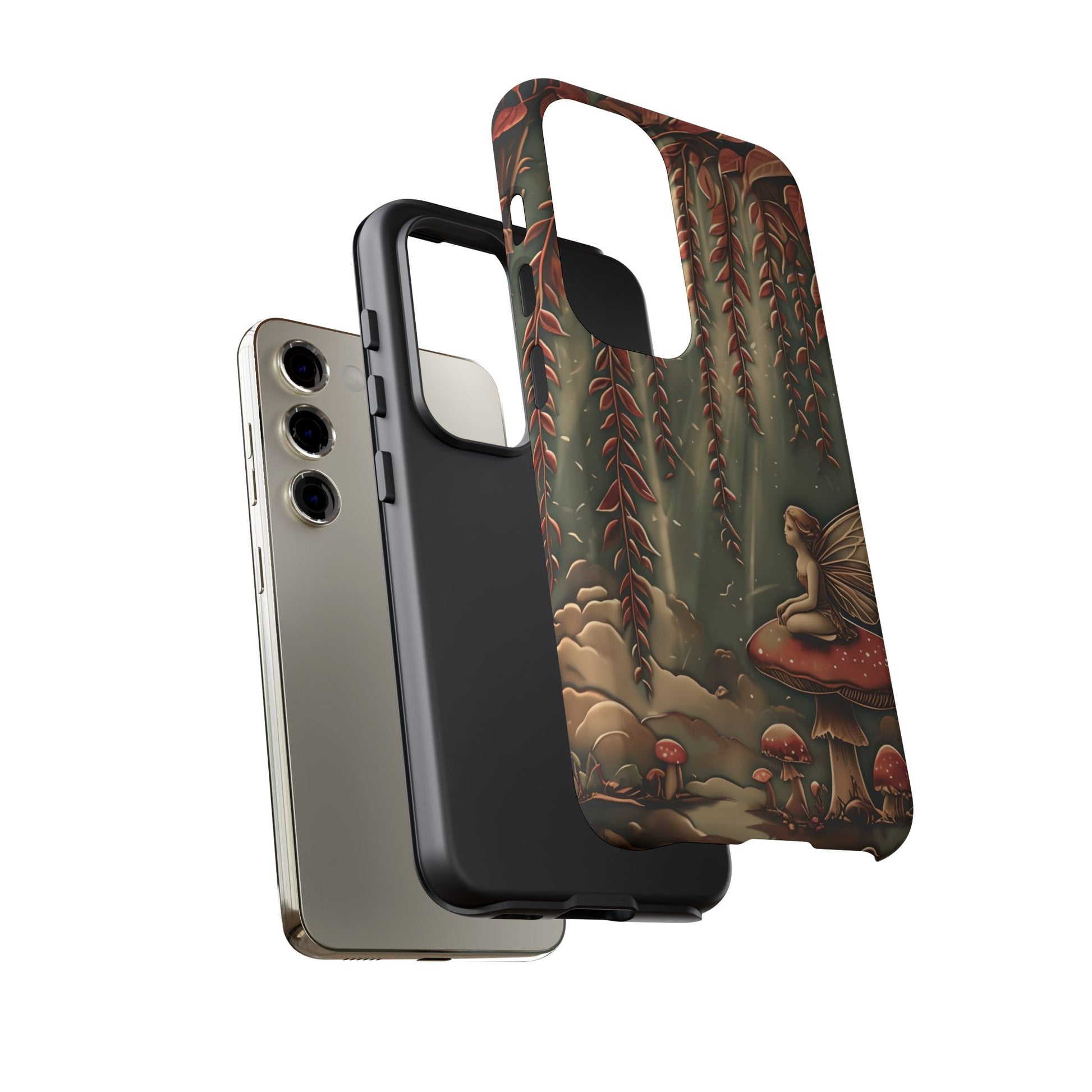 Willow Whisper - Tranquil Nature Art Samsung Galaxy S23 Tough Phone Case - Serene Willow Tree & Meditative Figure Design