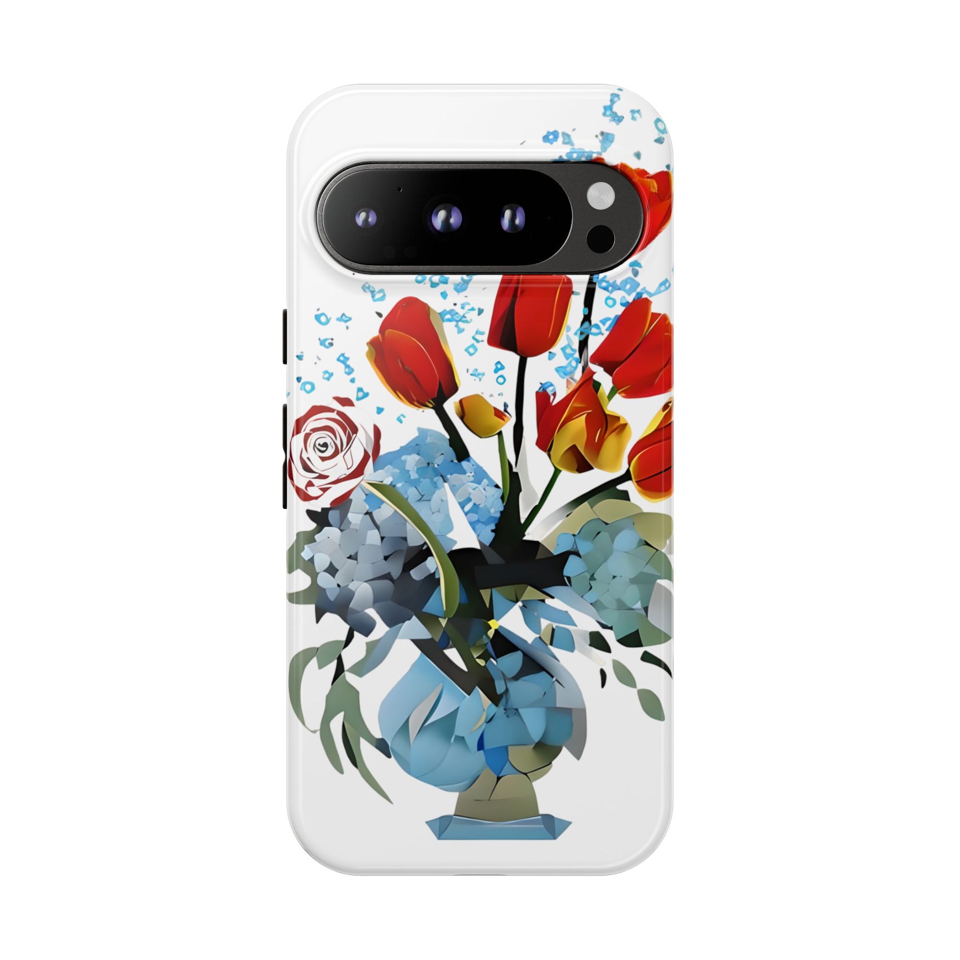 Bouquet Brilliance - Artistic Floral Google Pixel 9 Pro Tough Phone Case - Vibrant Tulip, Rose & Hydrangea Design