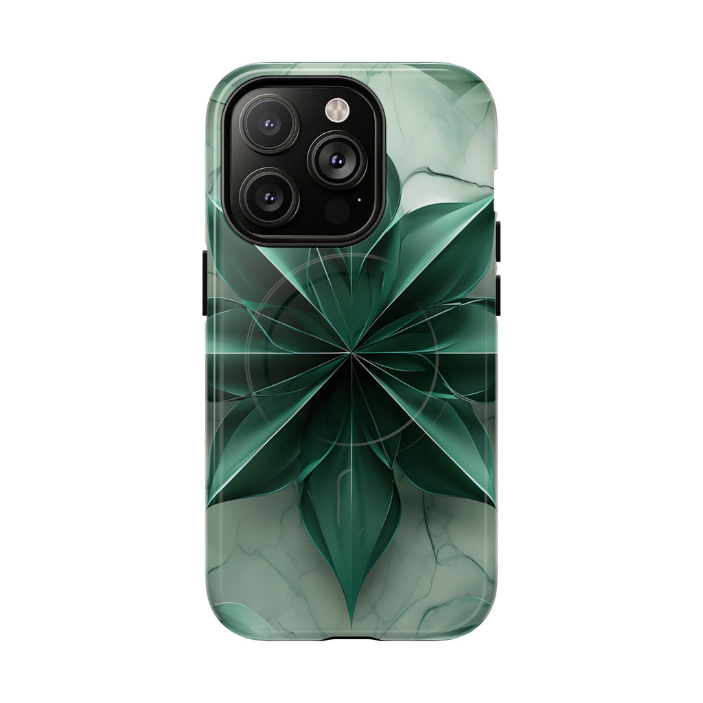 Emerald Bloom - iPhone 14 Pro MagSafe Phone Case - Rich Emerald Modern Design