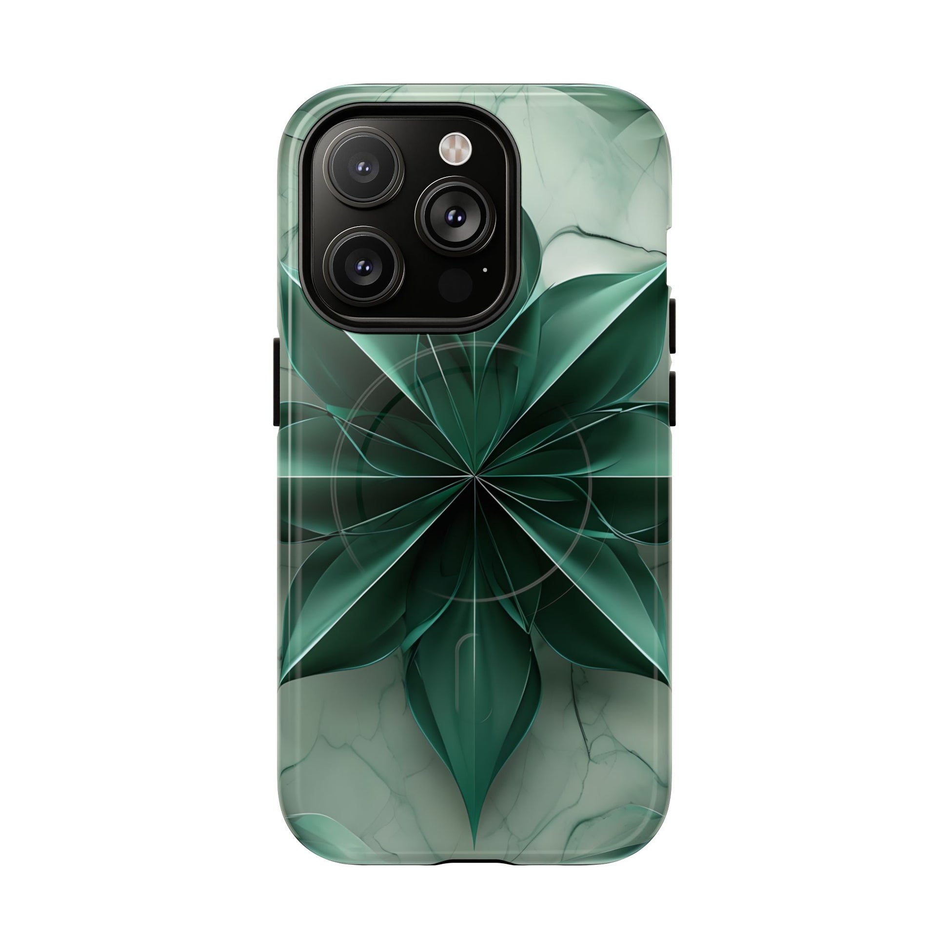 Emerald Bloom - iPhone 14 Pro MagSafe Phone Case - Rich Emerald Modern Design