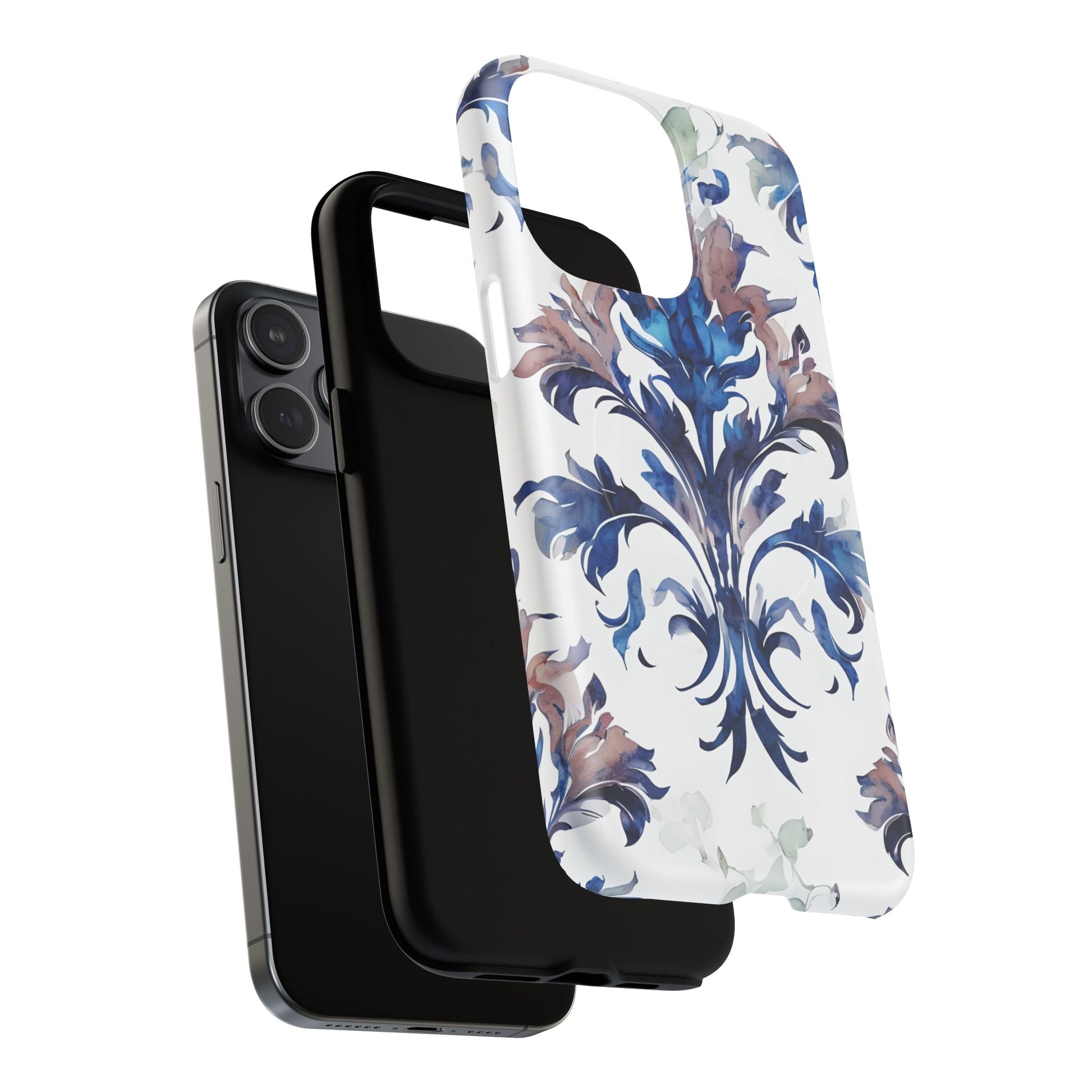 Delft Reverie - Elegant Blue & White iPhone 15 Pro Max MagSafe Phone Case - Dutch Delftware-Inspired Floral Design