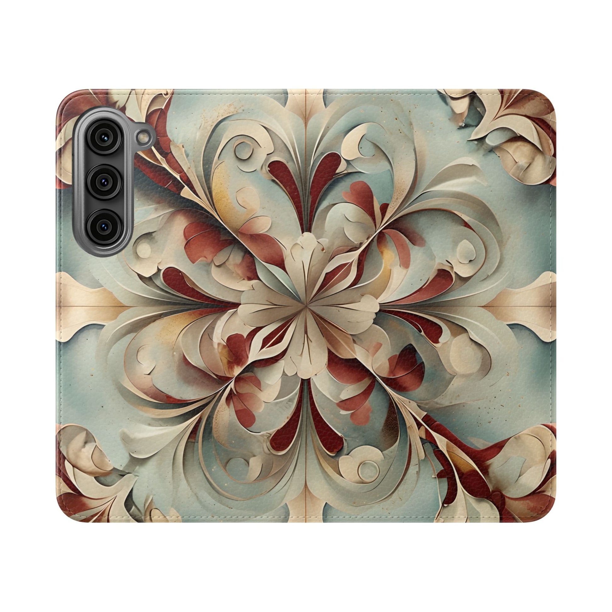 Vintage Baroque Blossom Wallet Phone Case - Elegant Floral Flip Cover for Samsung Galaxy S23