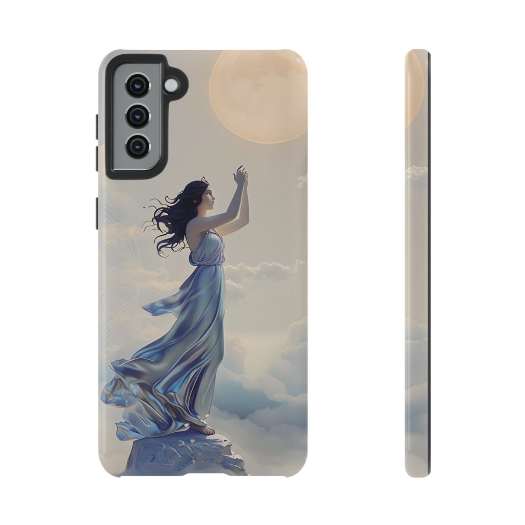 Moonlit Ascend - Ethereal Celestial Art Samsung Galaxy S21 Plus Tough Phone Case - Dreamy Night Sky & Floating Woman Design