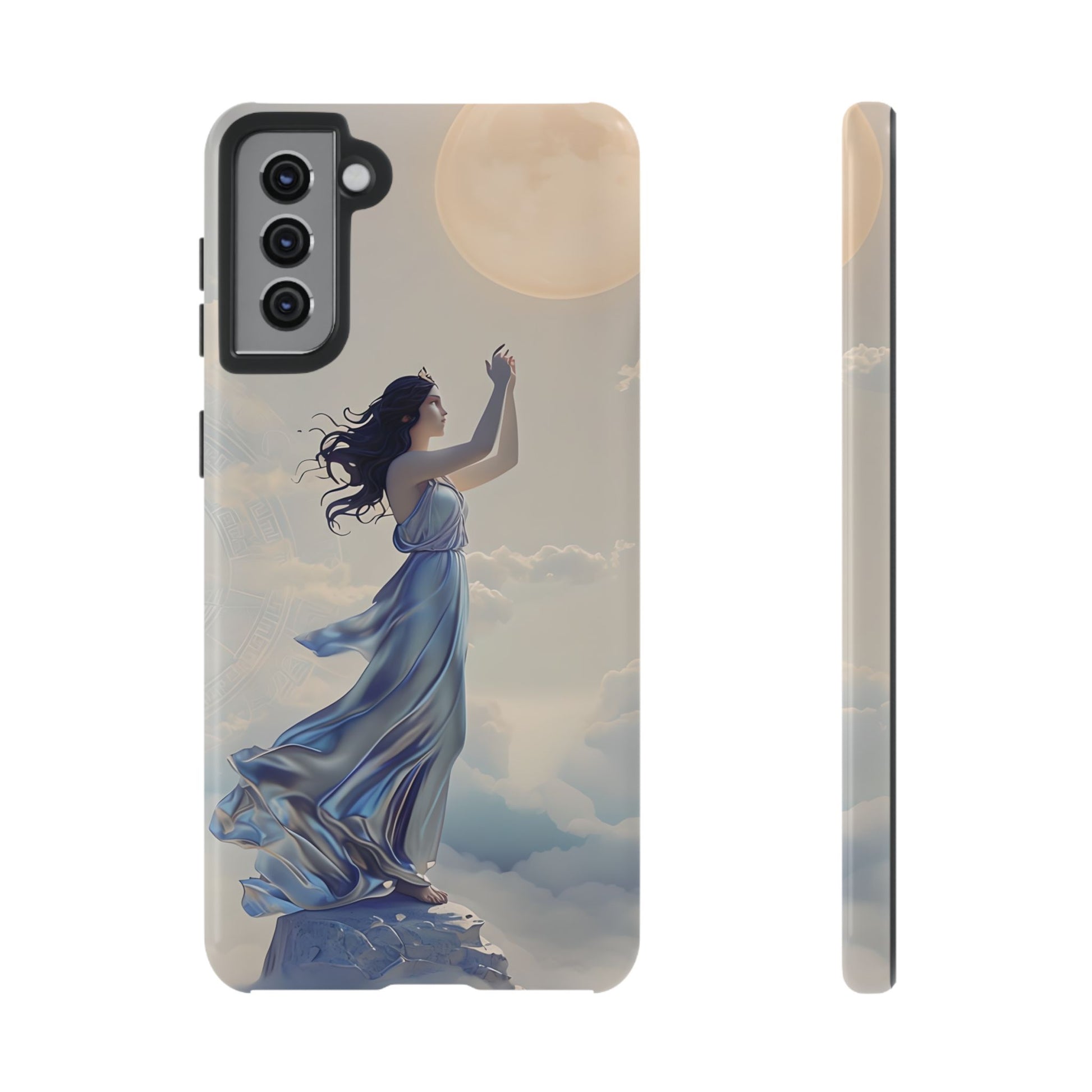 Moonlit Ascend - Ethereal Celestial Art Samsung Galaxy S21 Plus Tough Phone Case - Dreamy Night Sky & Floating Woman Design