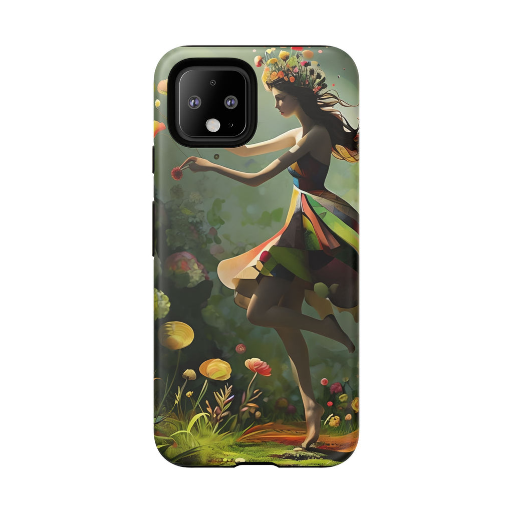 Dancing Wildflower Muse Google Pixel 4 Tough Case - Artistic Floral Fantasy Cover - Whimsical Nature-Inspired Protective Accessory