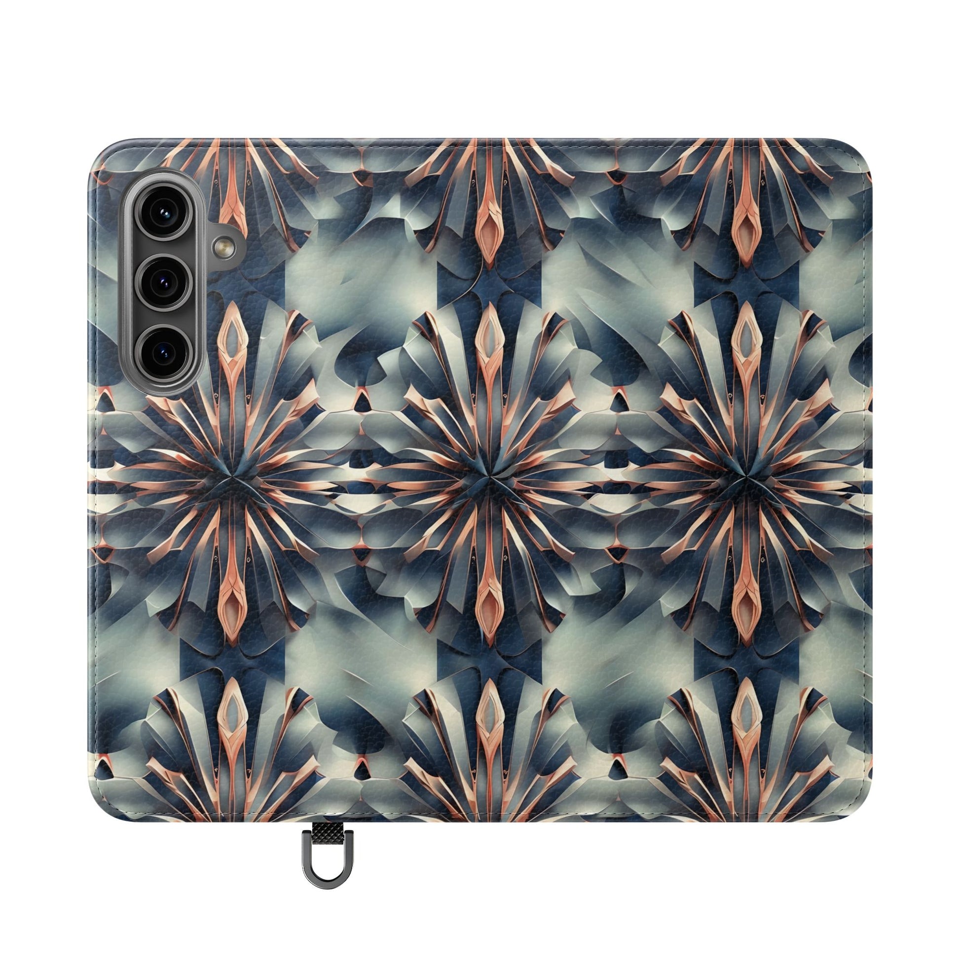 Obsidian Kaleidoscope Samsung Galaxy S24 Wallet Case - Elegant Abstract Flip Cover with Card Slots