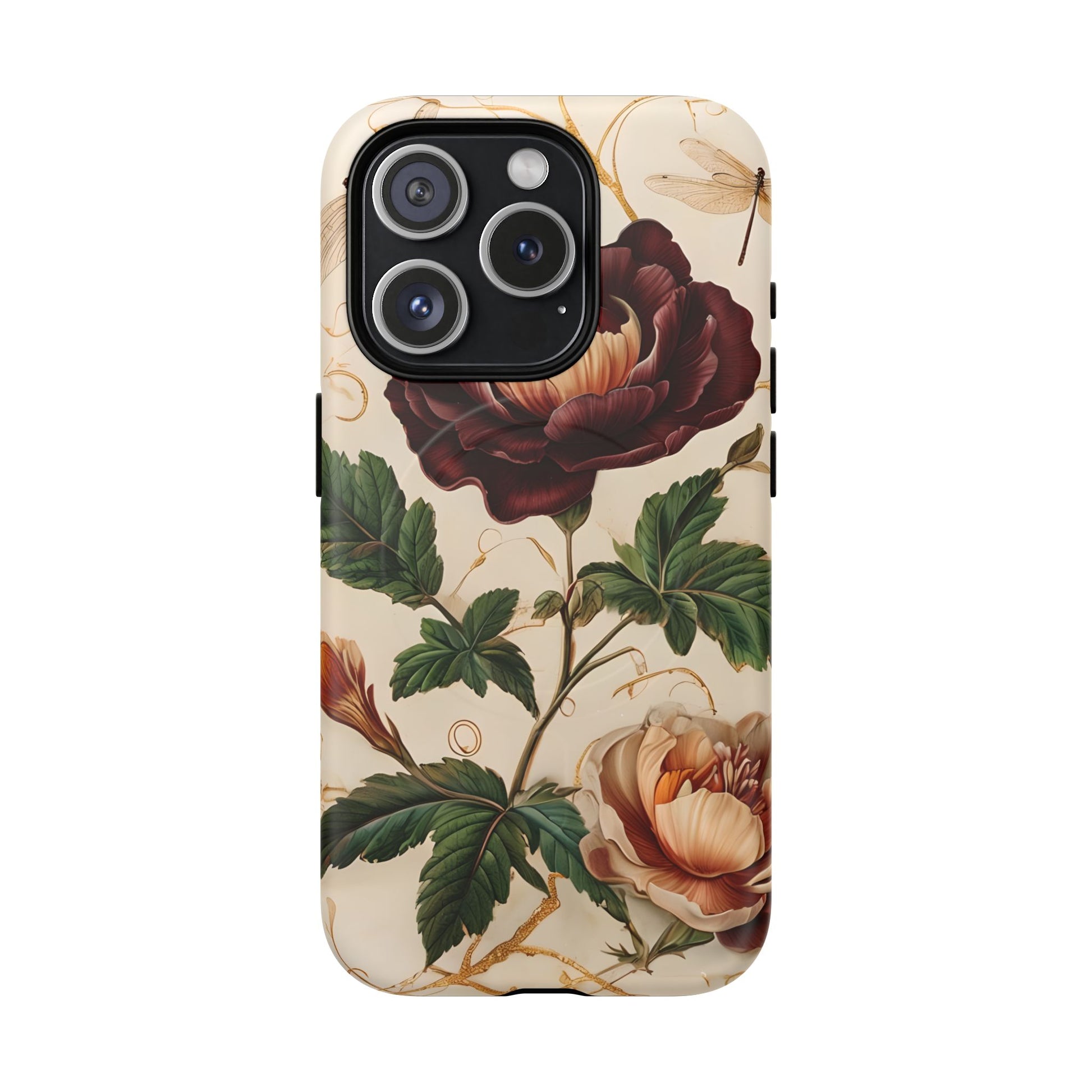 Vintage Burgundy Rose - Elegant Floral iPhone 15 Pro Phone Case - Classic Painterly Rose Design