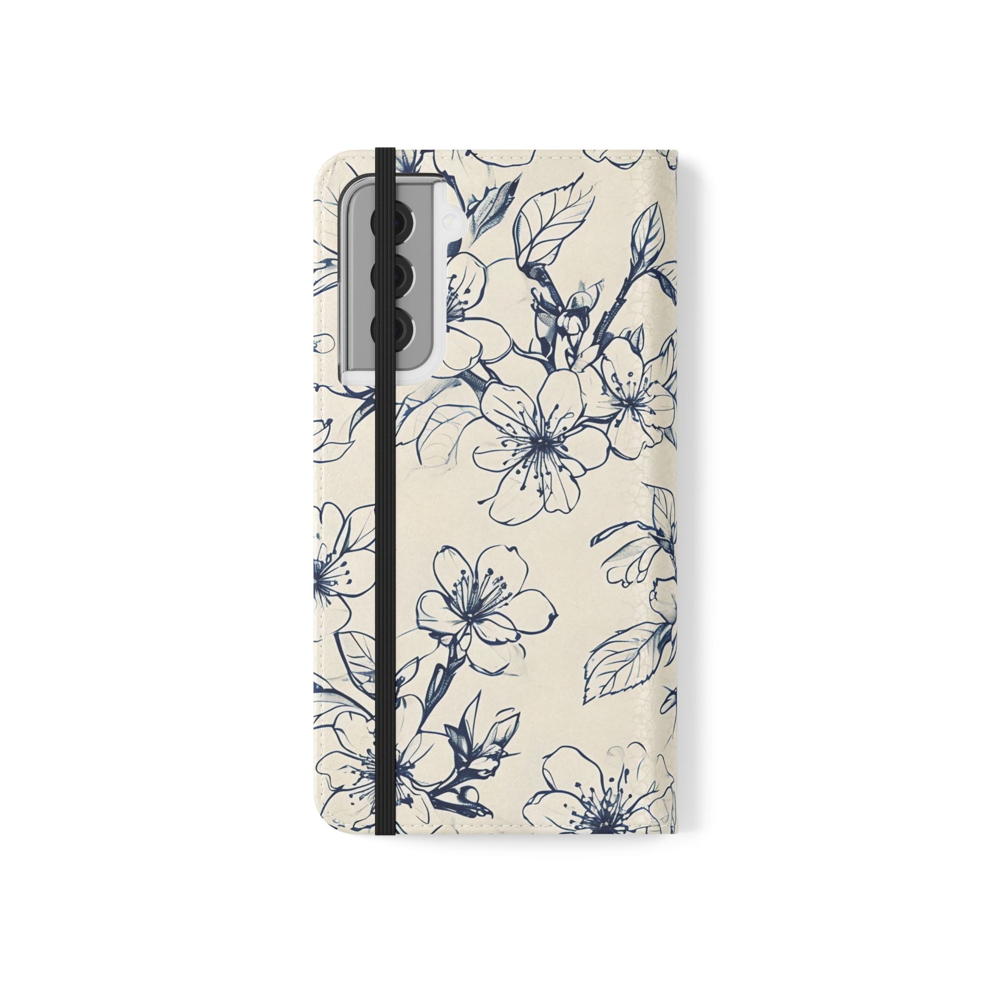 Blossom Sketch - Minimalist Floral Flip Phone Case for Samsung Galaxy S21