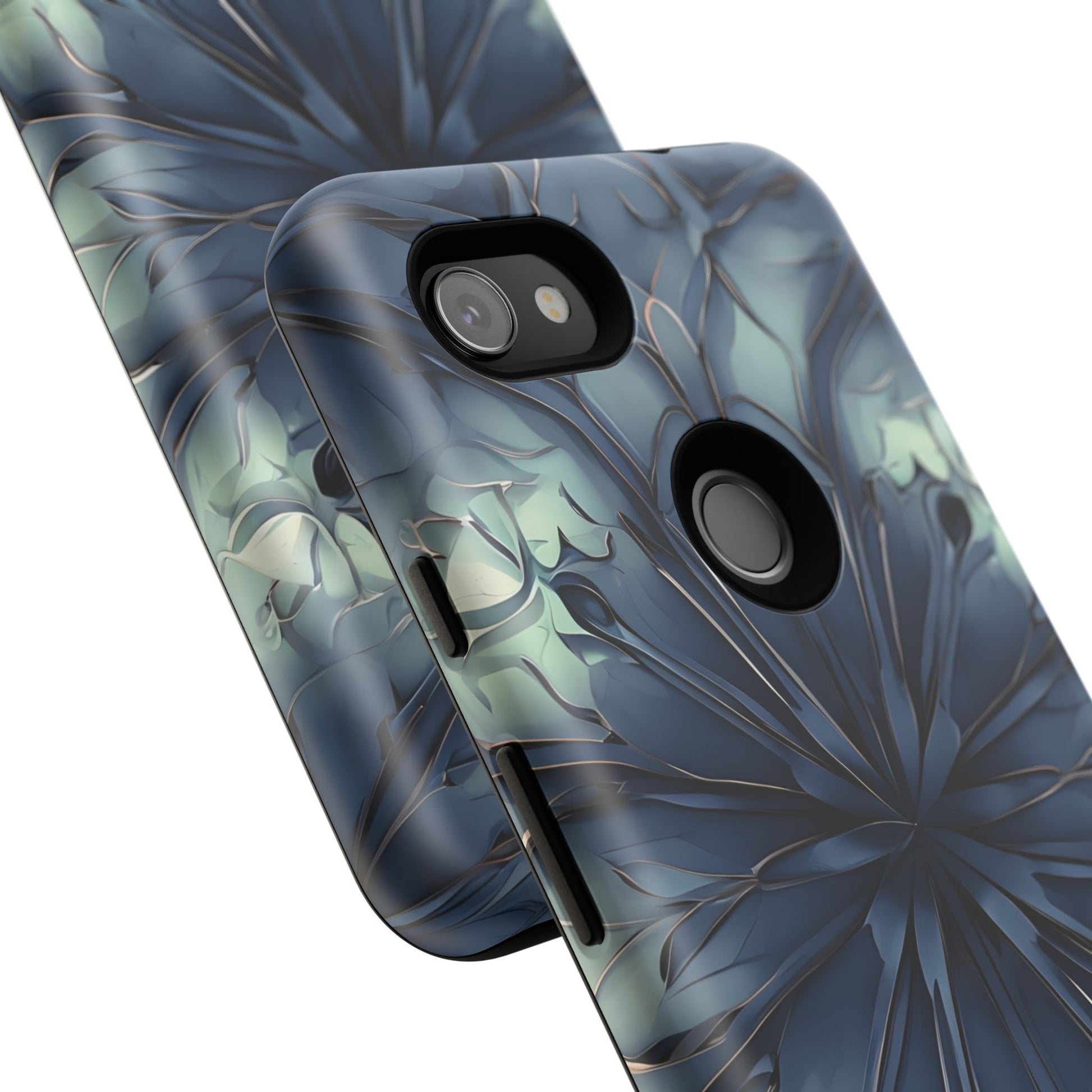 Indigo Mosaic - Artistic Kaleidoscope Collection Artistic Floral - Google Pixel 3a XL Tough Phone Case - Bold Blue Symmetrical Design