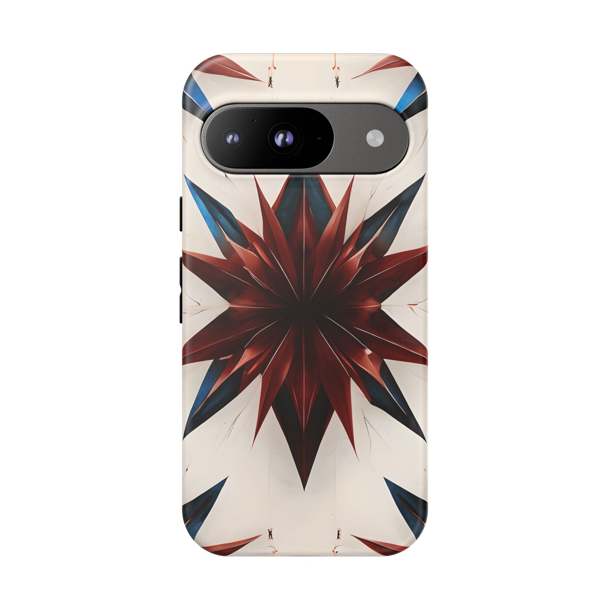 Garnet Starburst - Kaleidoscope Collection Gemstone Floral - Google Pixel 9 Tough Phone Case - Floral Burst Design