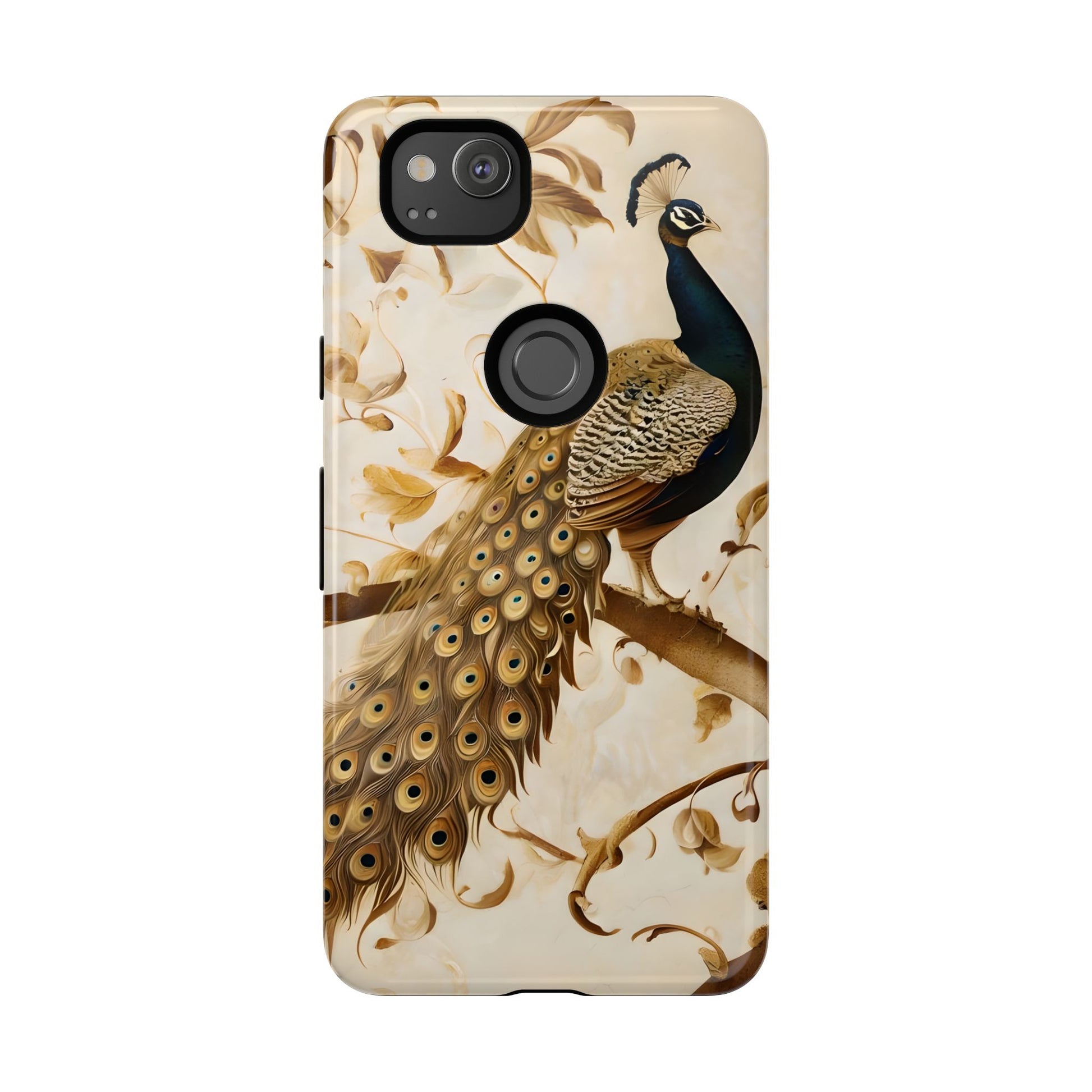 Golden Plumage - Luxe Peacock Art Google Pixel 2 Phone Case - Elegant Gold & Cream Design