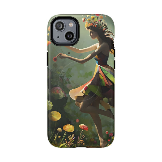 Dancing Wildflower Muse iPhone - Artistic Floral Fantasy Cover - MagSafe Compatible - Whimsical Nature-Inspired Protective Accessory