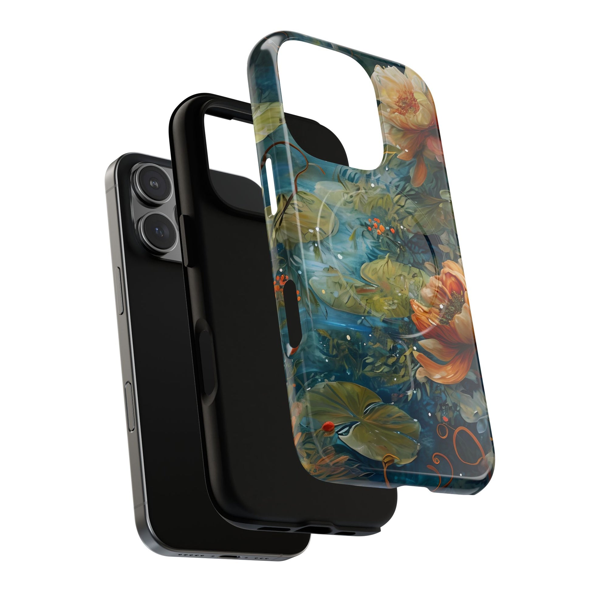 Waterlily Nocturne iPhone 16 Pro Case - Artistic Tough Cover - MagSafe Compatible - Premium Drop Protection