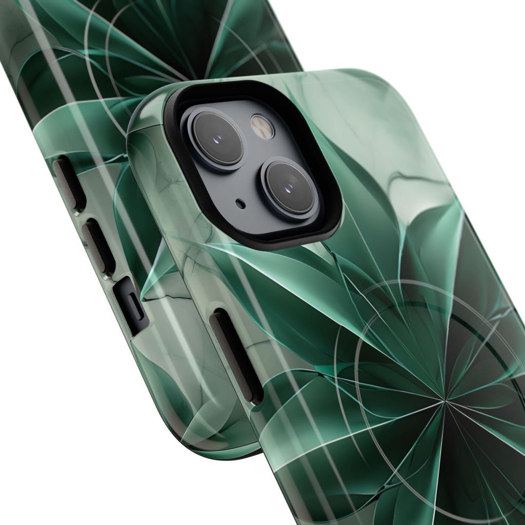 Emerald Bloom - iPhone 14 MagSafe Phone Case - Rich Emerald Modern Design