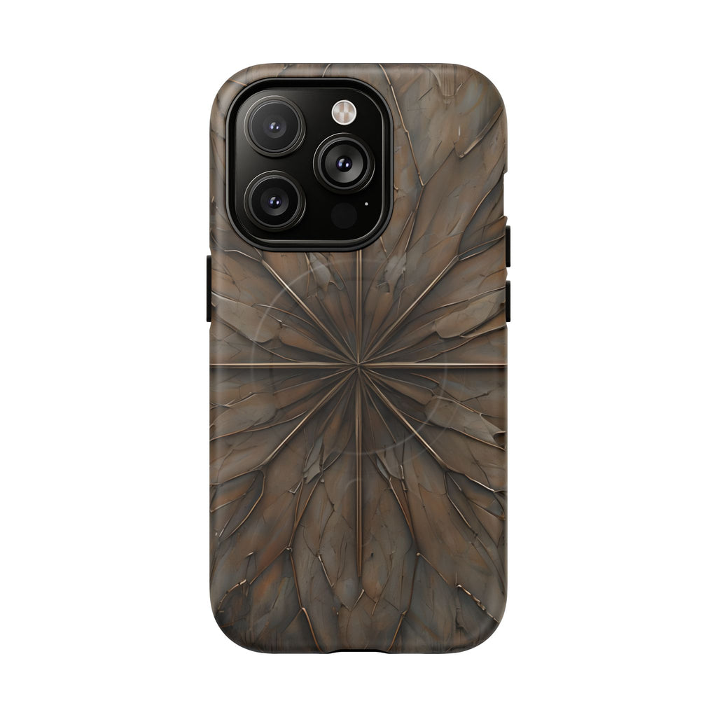Earthstone Mandala - Kaleidoscope Collection Artistic Taupe Burst - iPhone 14 Pro MagSafe Phone Case