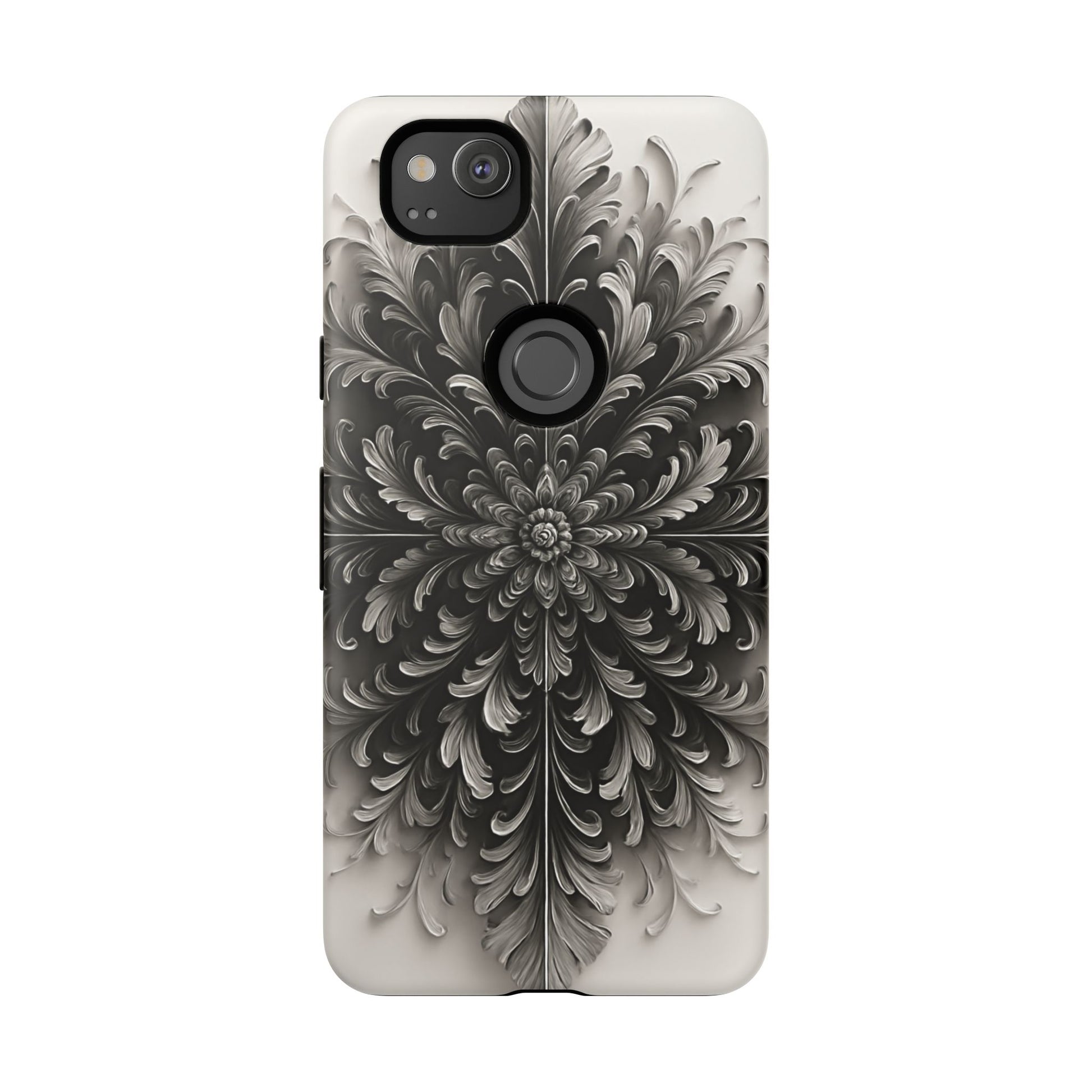 Obsidian Bloom - Elegant Black & White Google Pixel 2 Phone Case - Intricate Mandala Flower Design