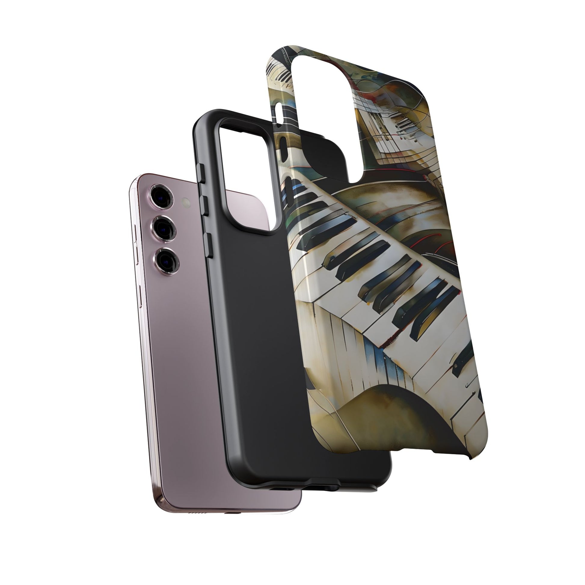 Ivory Cascade Abstract Keyboard Music Tough Case for Samsung Galaxy S23 Plus - Shockproof Phone Cover