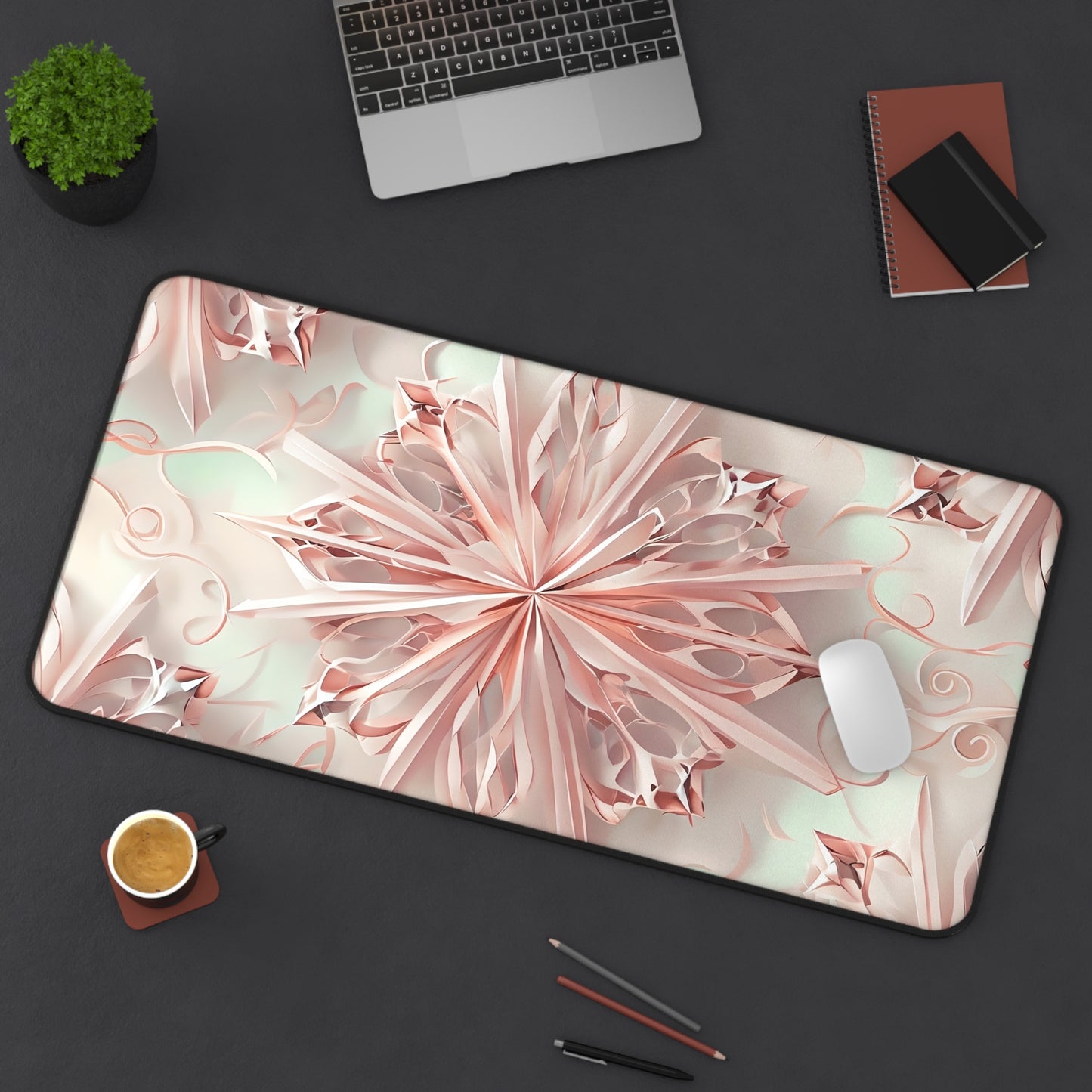 Blush Frost Designer Desk Mat - Premium Office Desk Pad, 3 Sizes Available, Artistic Workspace Protection