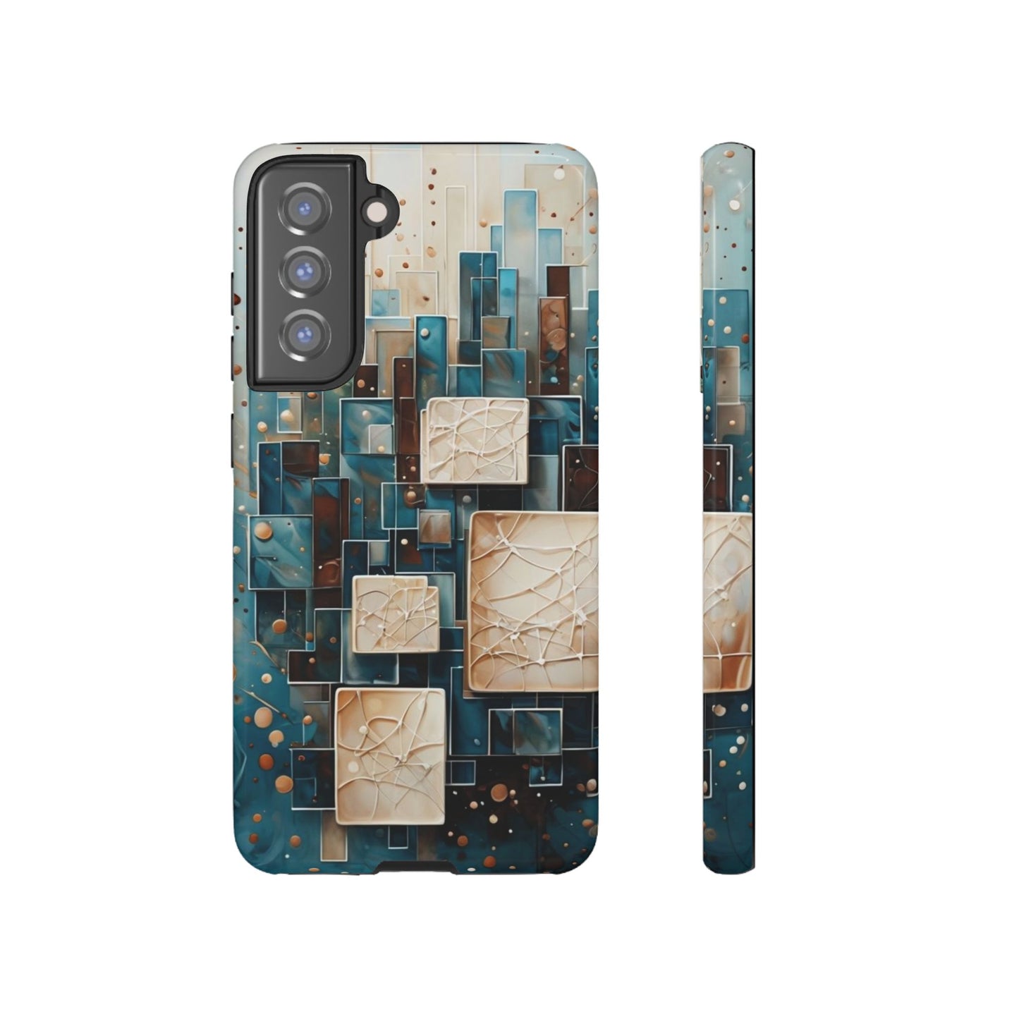 Architectural Drift Samsung Galaxy Case - Modern Geometric Teal & Parchment Design