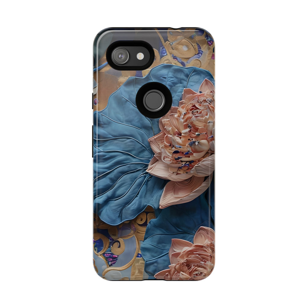 Peony Midnight Tapestry - Google Pixel 3a - Elegant Blue & Blush Artful Phone Cover