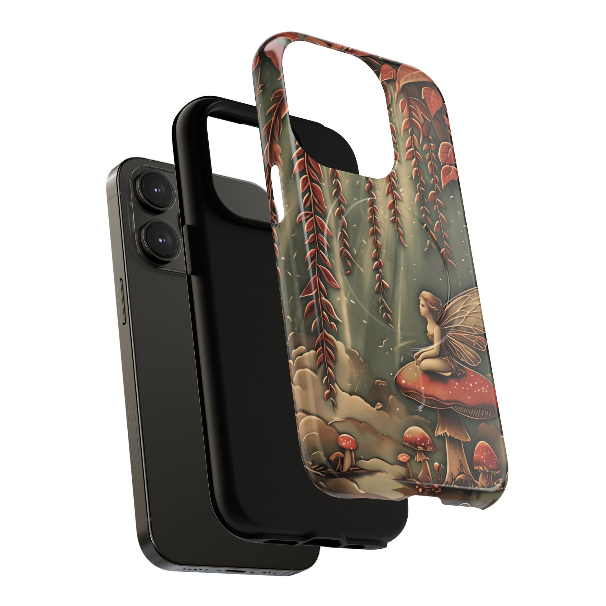Willow Whisper - Tranquil Nature Art iPhone 14 Pro MagSafe Phone Case - Serene Willow Tree & Meditative Figure Design