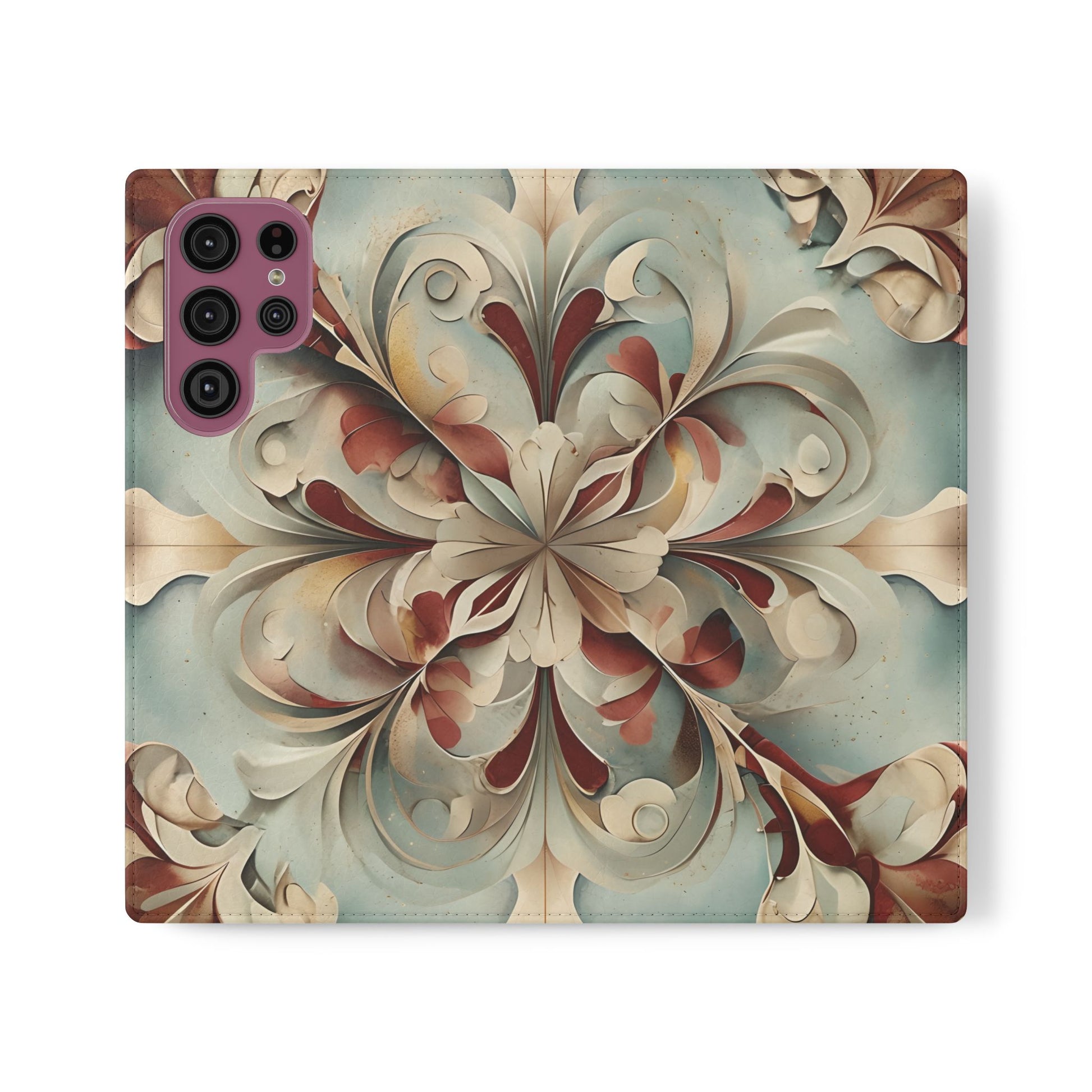 Vintage Baroque Blossom Wallet Phone Case - Elegant Floral Flip Cover for Samsung Galaxy S22 Ultra