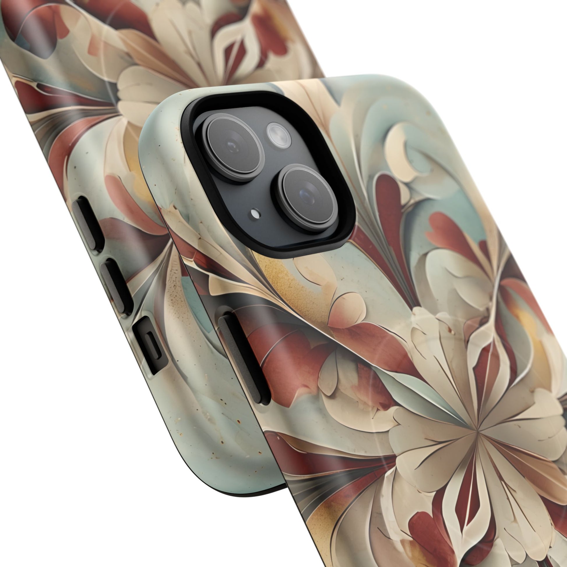 Vintage Baroque Blossom - Ornate Floral Art iPhone 15 Plus MagSafe Phone Case - Elegant Baroque-Inspired Design