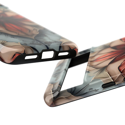 Ember Bloom - Kaleidoscope Collection Artistic Floral - Google Pixel Tough Phone Case - Fiery Symmetrical Design