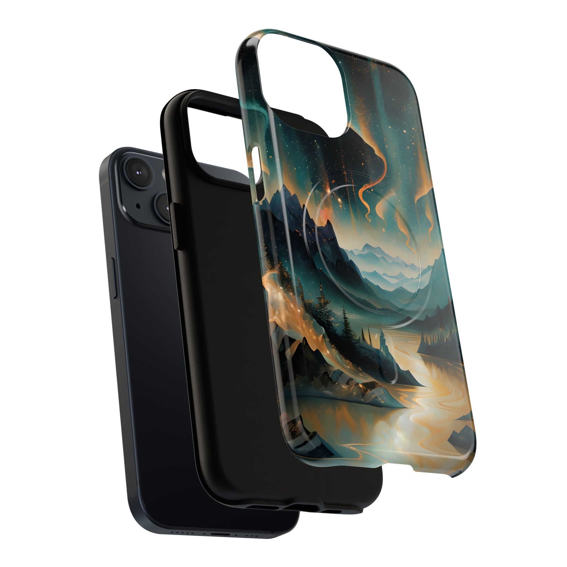 Aurora Dreamscape iPhone 14 Case – Northern Lights Art, MagSafe Compatible, Tough Shockproof Cover