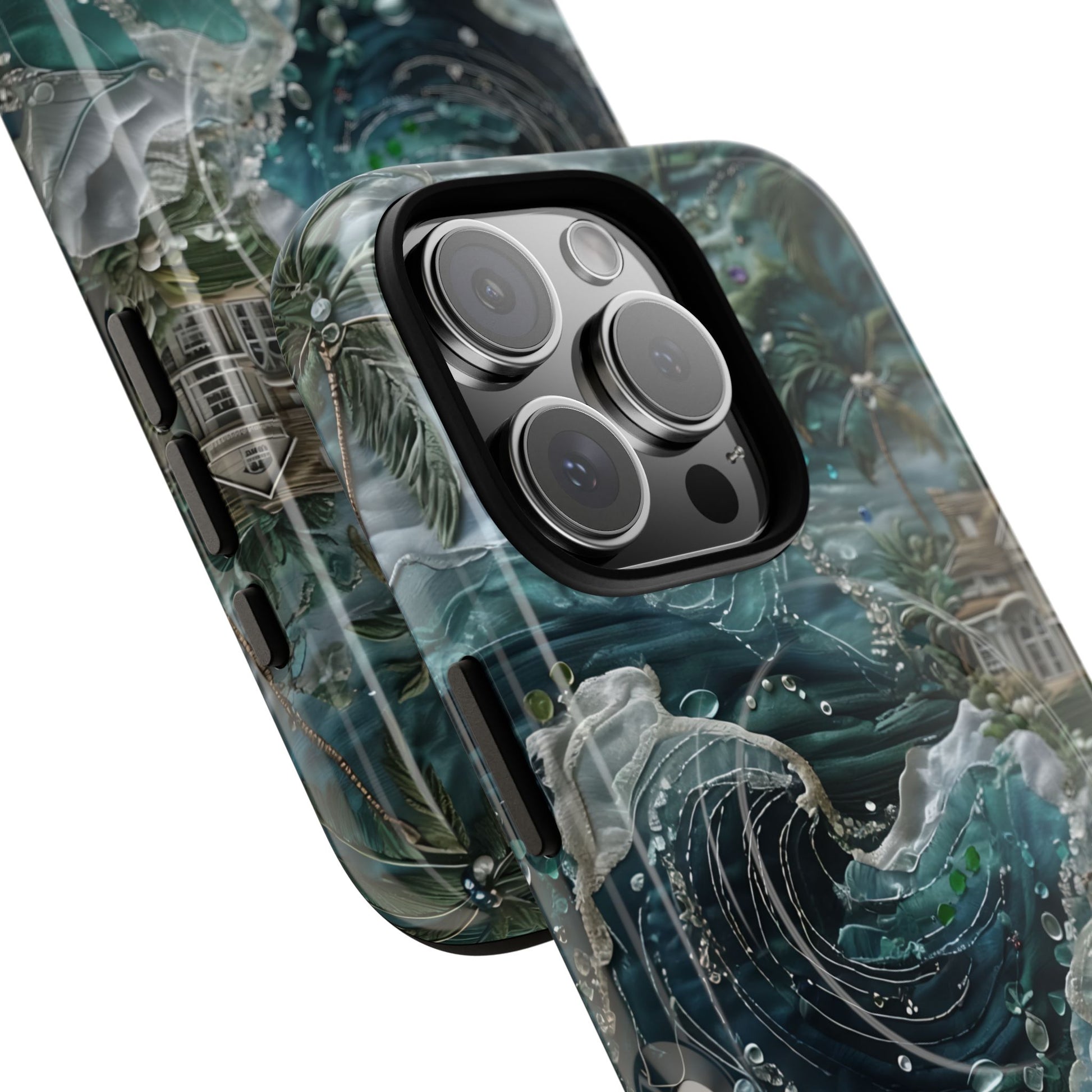 Tropical Midnight Wave - Artistic Ocean iPhone 16 Pro MagSafe Phone Case - Dramatic Blue Wave Design