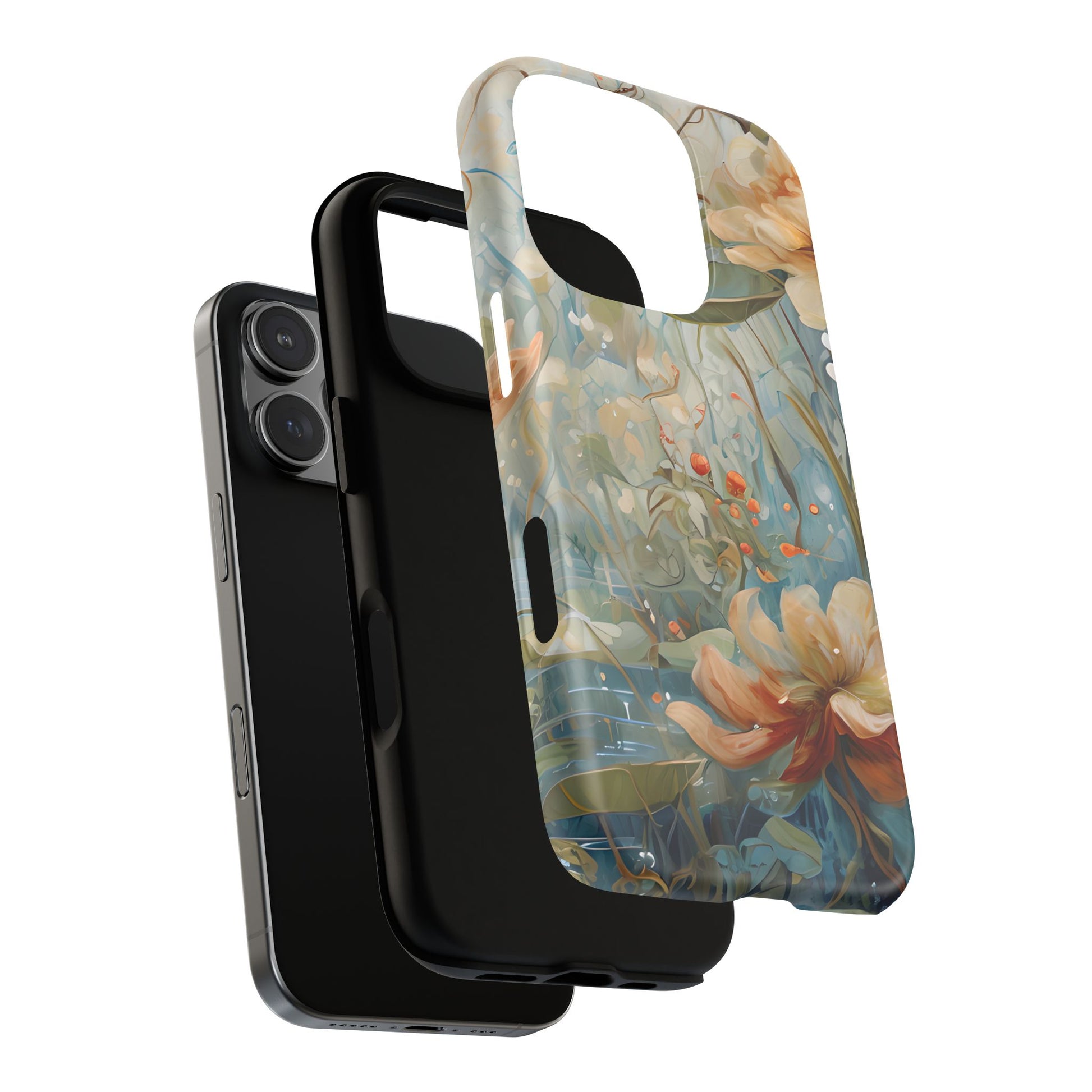 Waterlily Dreamscape - Artistic Floral iPhone 16 Pro MagSafe Phone Case -Waterlily & Lotus Design