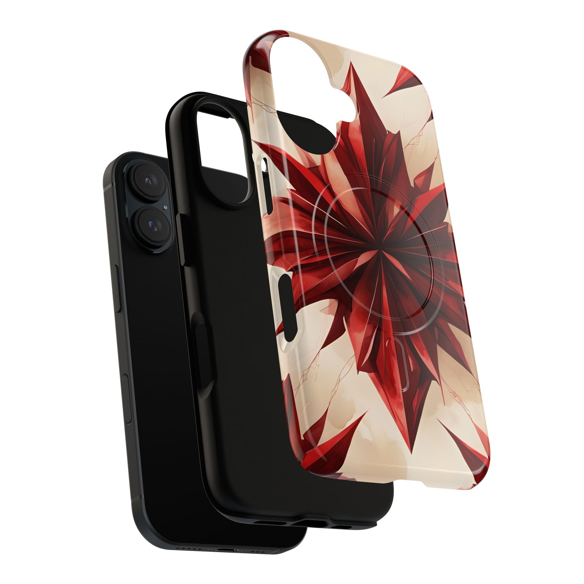 Ruby Compass iPhone 16 MagSafe Phone Case - Bold Red Modern Design