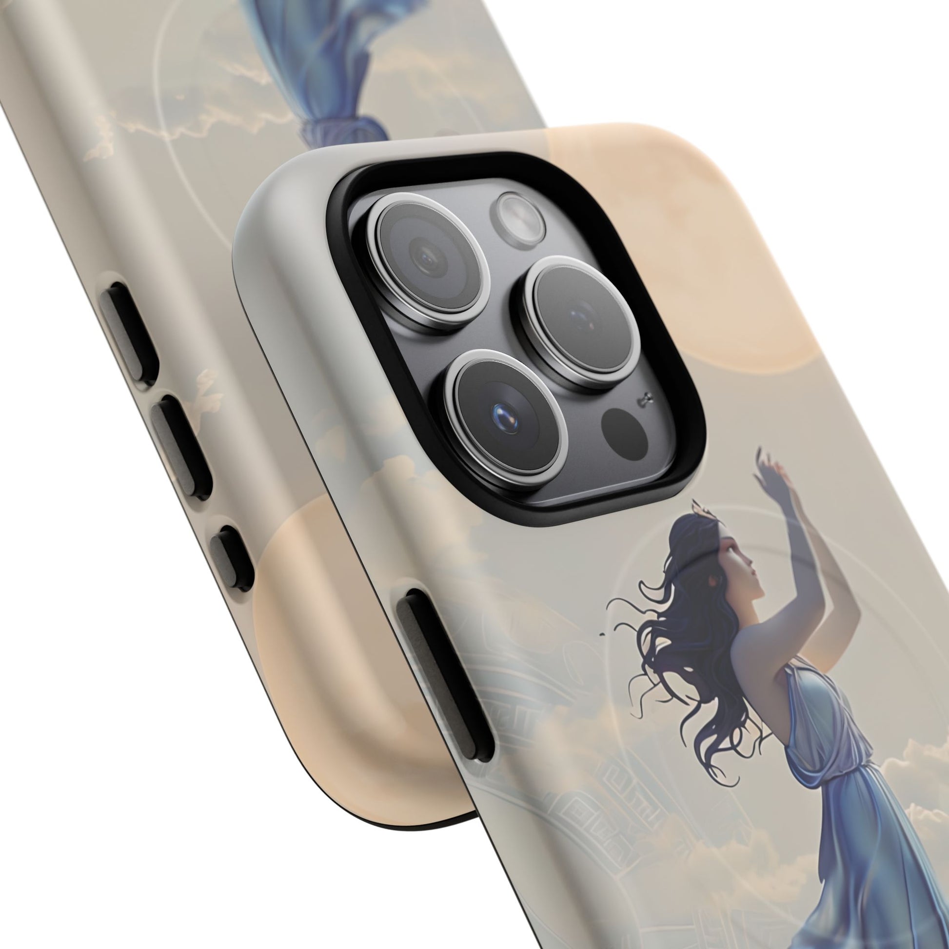 Moonlit Ascend - Ethereal Celestial Art iPhone 15 Pro MagSafe Phone Case -Dreamy Night Sky & Floating Woman Design