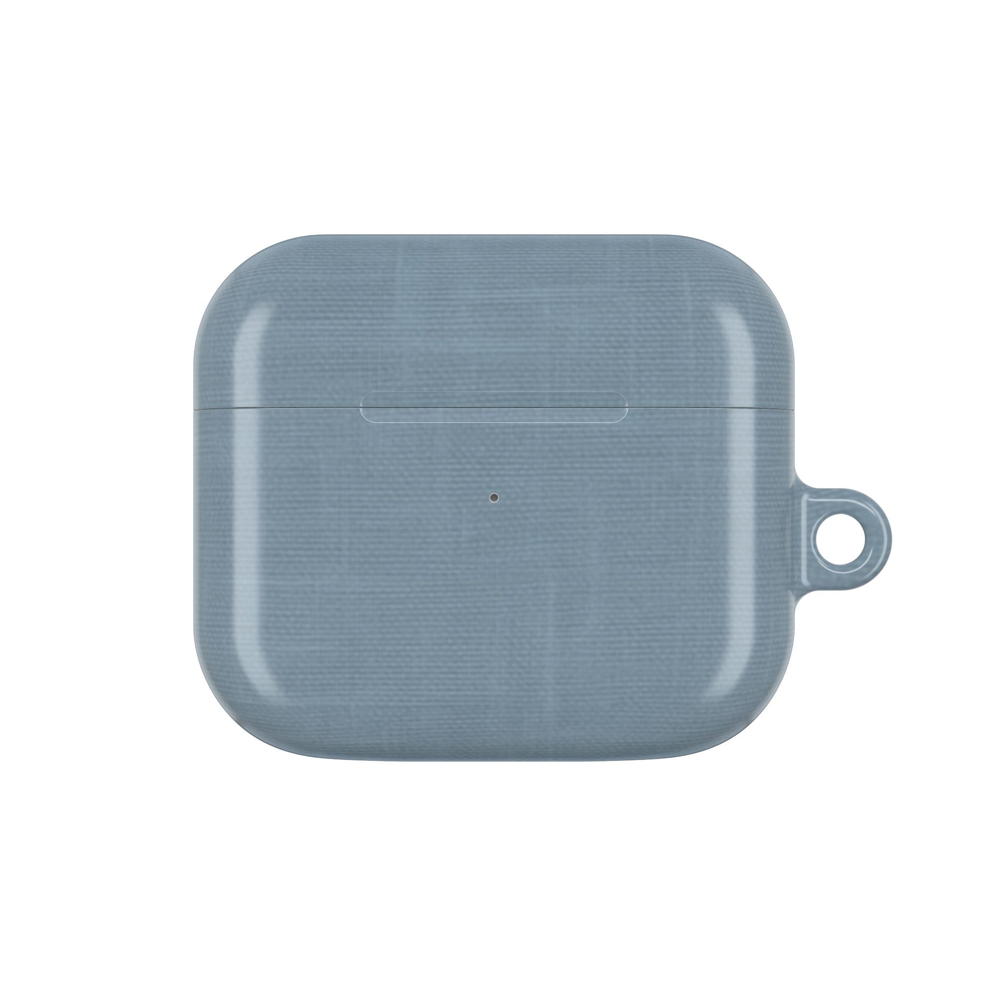 Blue Grey Linen AirPods Case - Minimalist Smooth Weave Texture Cover for Gen 1, 2, 3, Pro Gen 1 & 2