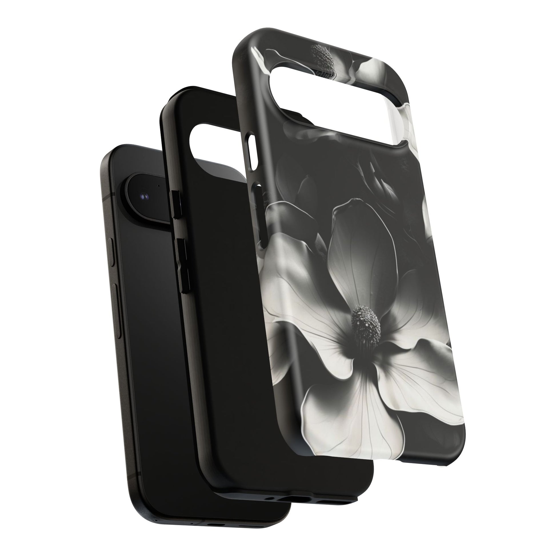 Monochrome Magnolia - Elegant Black & White Floral Google Pixel 9 Tough Phone Case - Artistic Magnolia Design