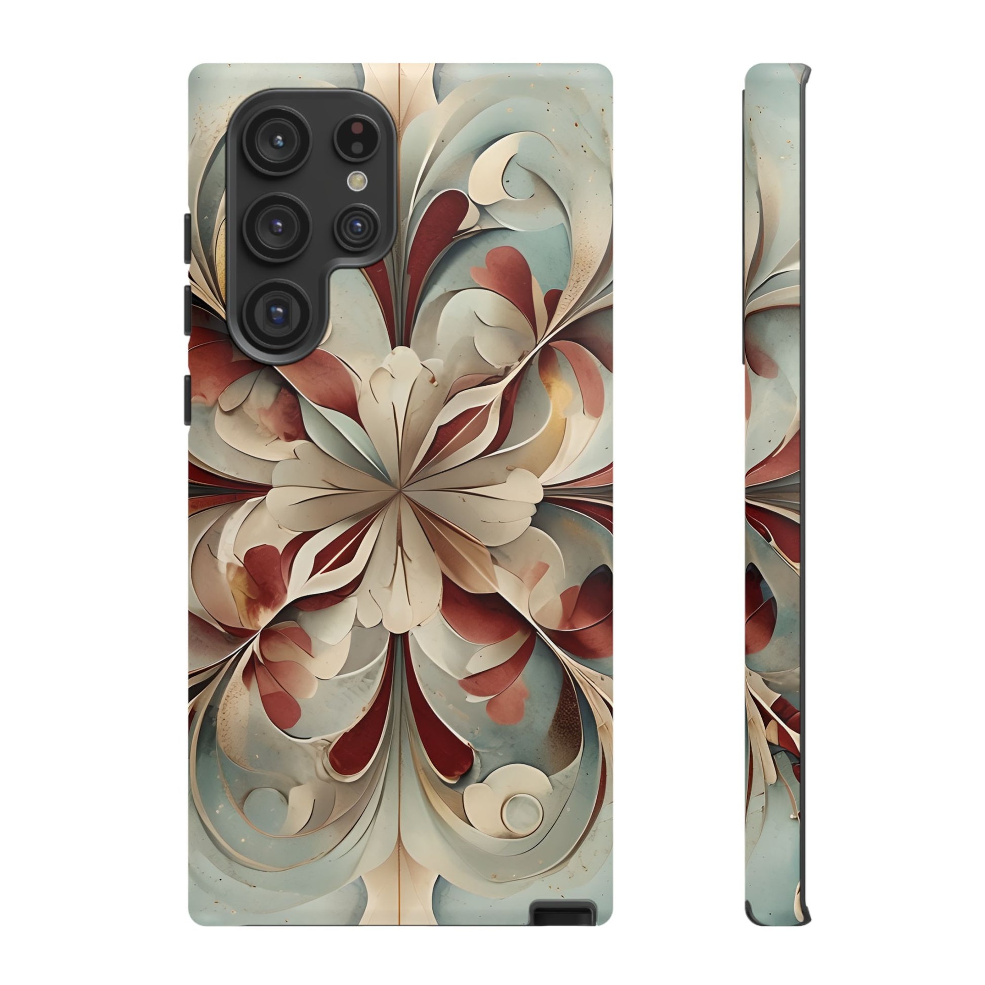 Vintage Baroque Blossom - Ornate Floral Art Samsung Galaxy S22 Ultra Tough Phone Case - Elegant Baroque-Inspired Design