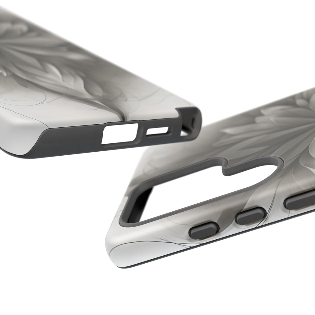 Silver Lotus - Elegant Monochrome Floral Samsung Galaxy S25 Ultra Tough Phone Case - Modern Lotus Design