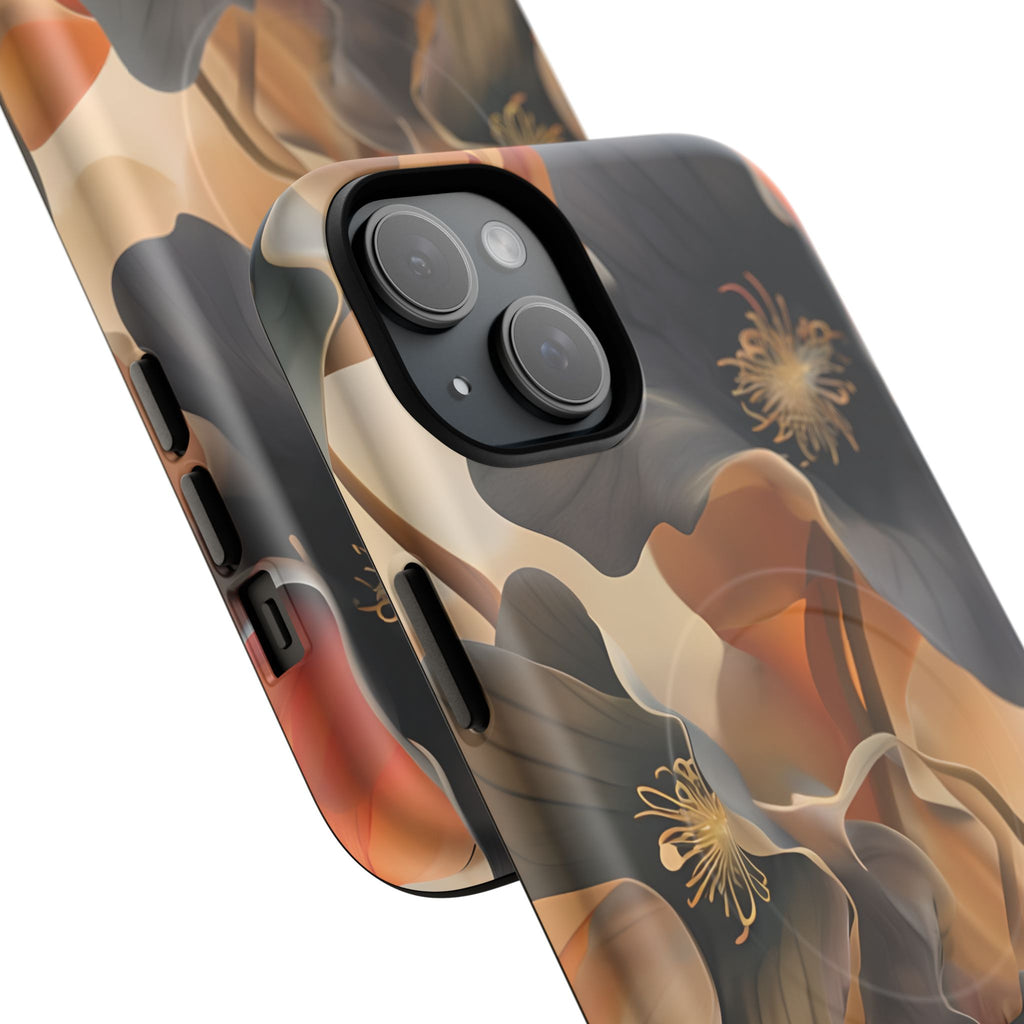 Autumn Ember - Moody Floral Art iPhone 15 Plus MagSafe Phone Case -Warm Earthy Botanical Design