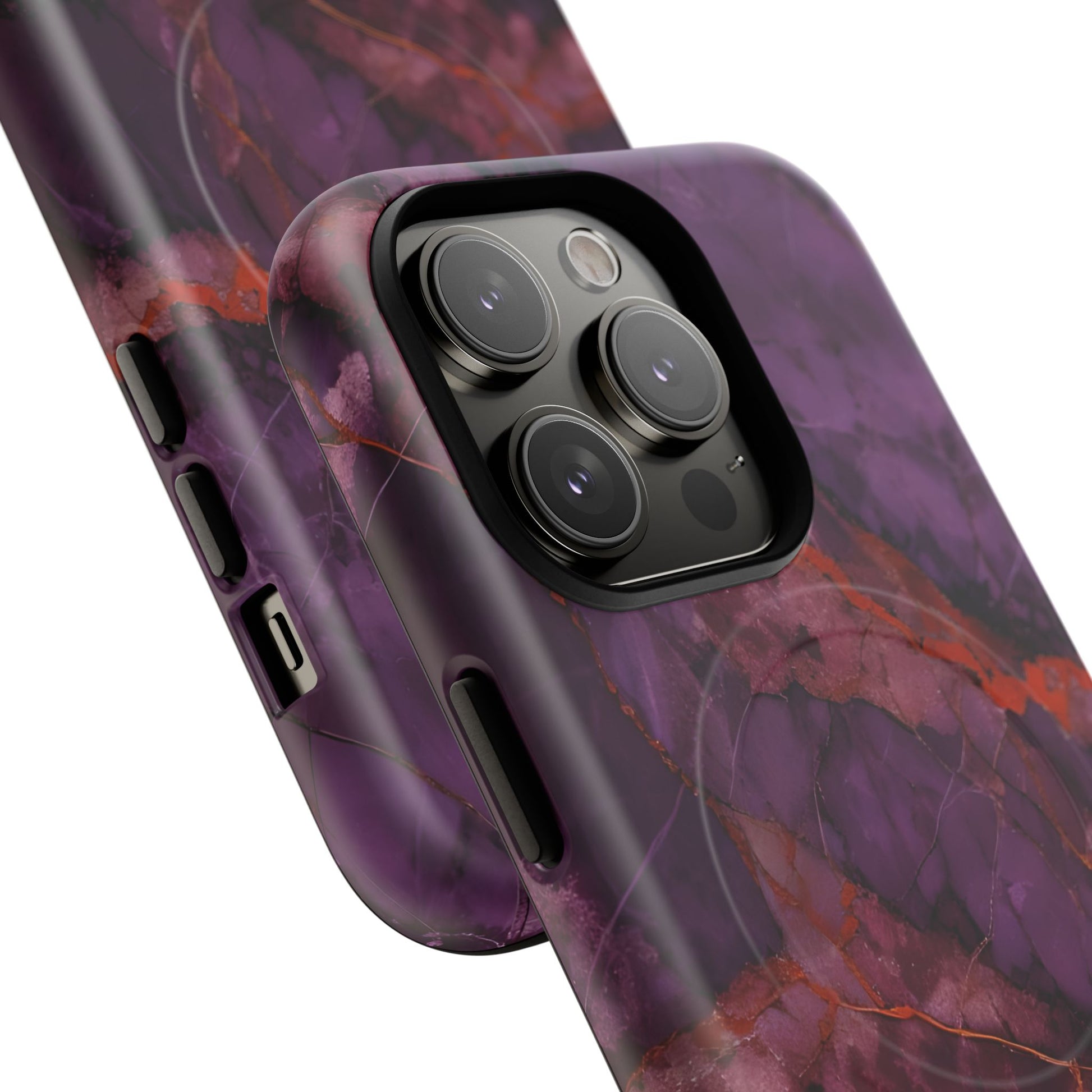 Amethyst Current - Kaleidoscope Collection Artistic Floral Burst - iPhone 14 Pro MagSafe Phone Case - Bold Purple Symmetrical Design